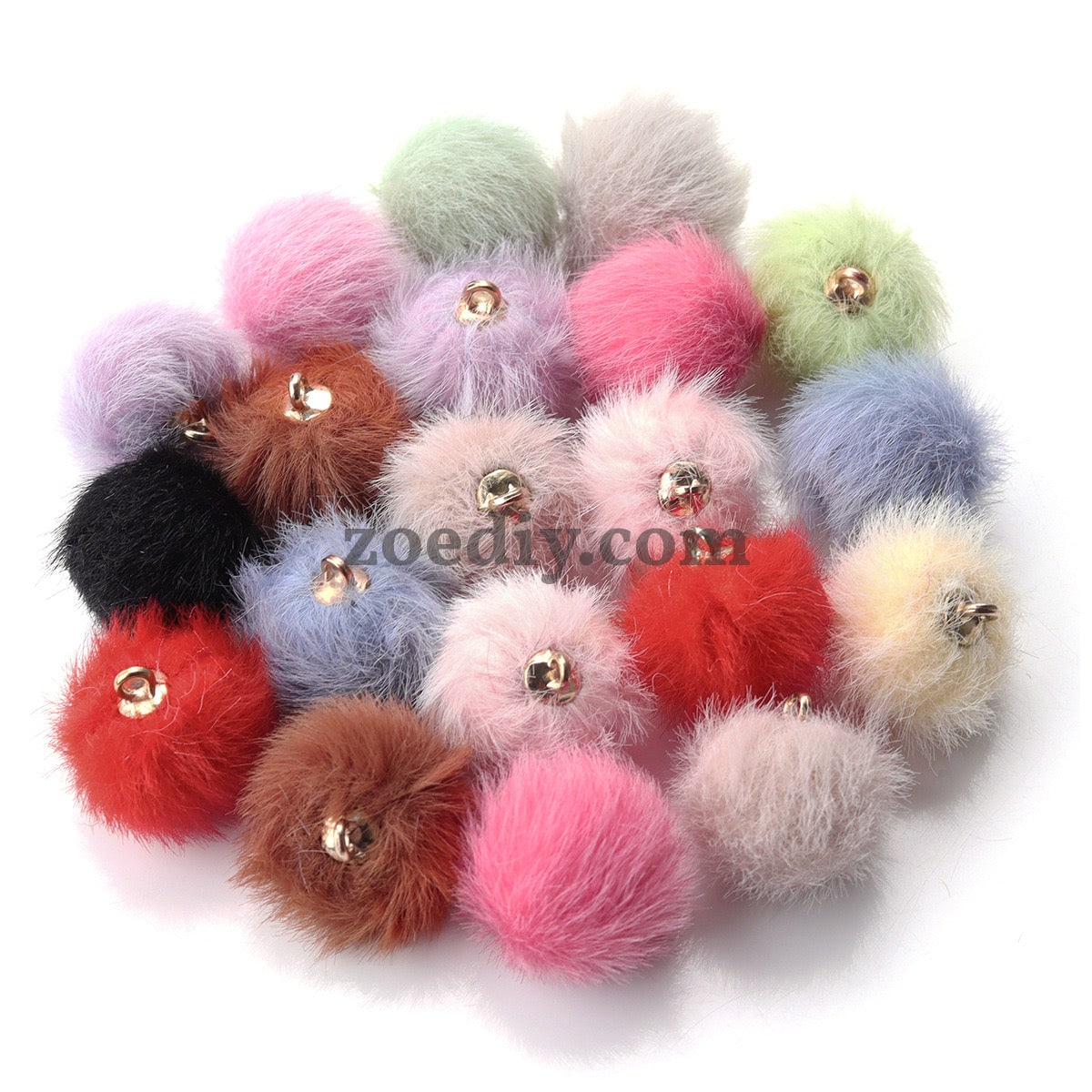 FS0352- 16MM Mixed Color Imitation Mink Plush Beads For Making Car Hangers