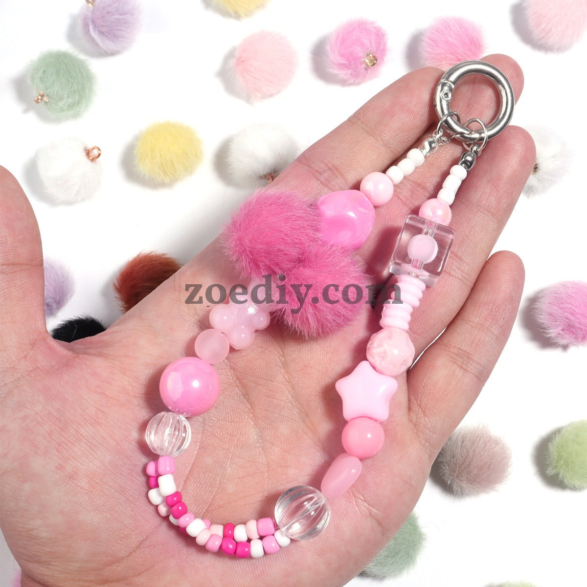 FS0352- 16MM Mixed Color Imitation Mink Plush Beads For Making Car Hangers