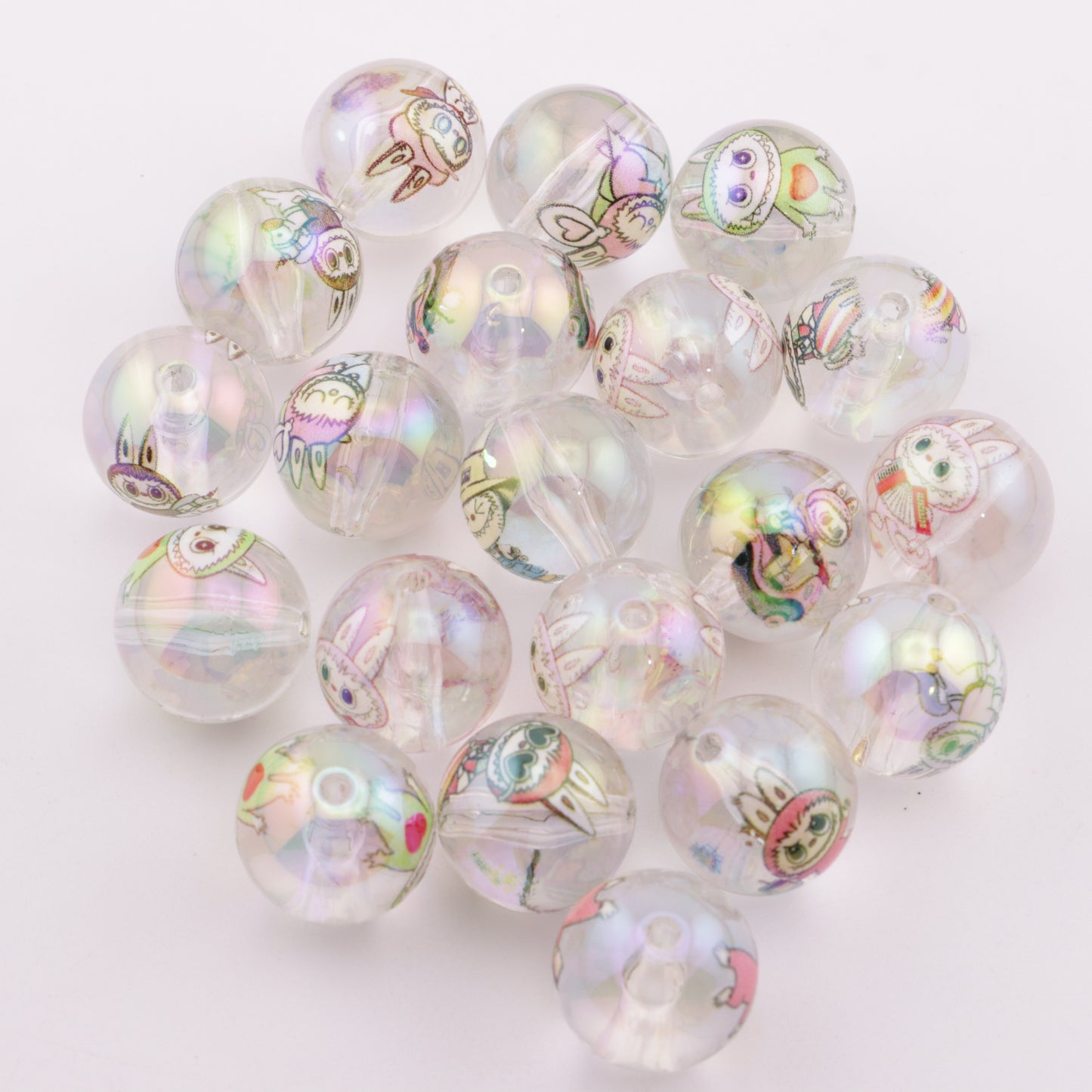 FS5804- 16mm Labubu Transparent Printed Beads