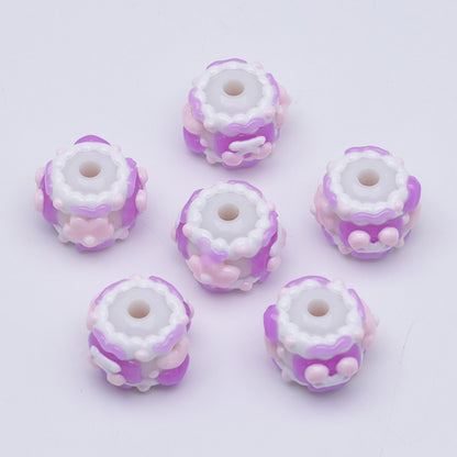 FS4390- 16Mm Purple Y Glow-In-The-Dark Hand-Painted Beads