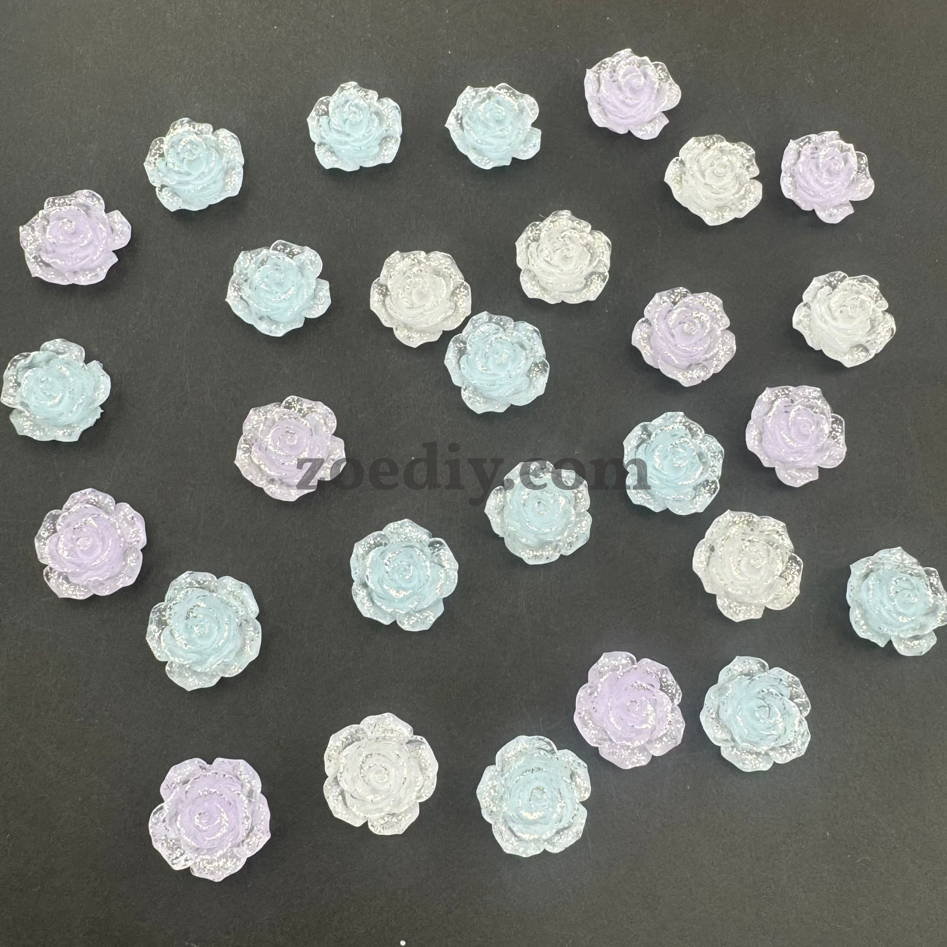 FS0059-18MM Mixed Color Fine Glitter Camellia Flower Resin Accessories For Making Fancy Beads