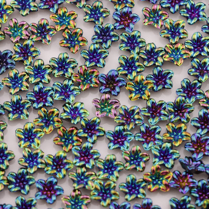 FS3767- 8mm UV Black Lily Flower Charms Colorful Black Lily