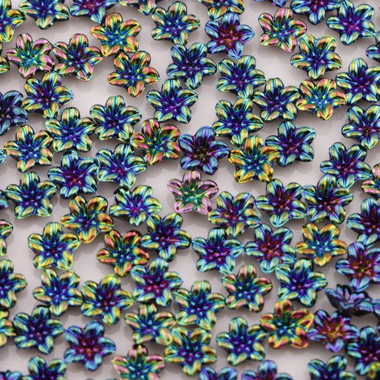 FS3767- 8mm UV Black Lily Flower Charms Colorful Black Lily