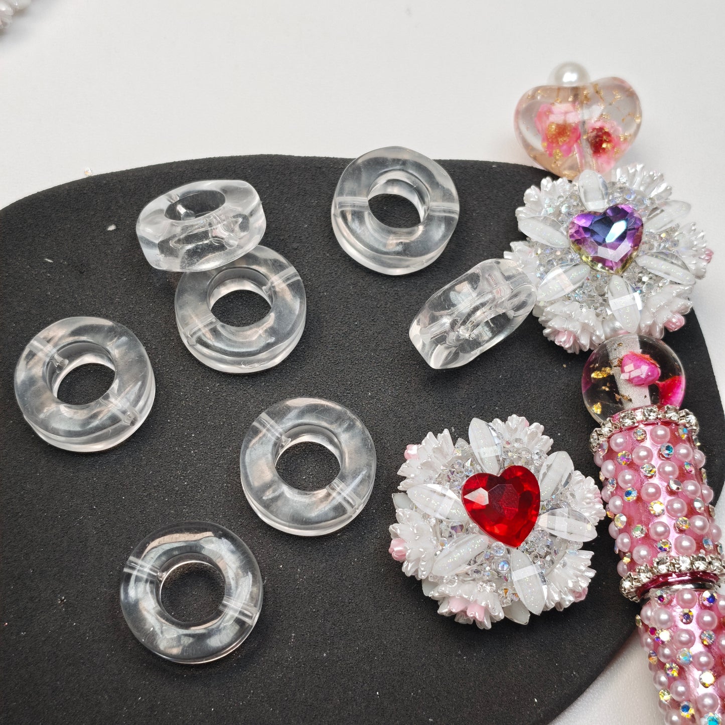 [KM0837]- 21mm Clear Circular Round Ring Acrylic Based Beads Fit For Beadable Pens