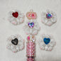 [KM6920]- 32mm Loving Heart Diamonds Round Fancy Beads ,with Flower, Fit Beadable Pens