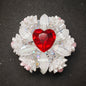 [KM6920]- 32mm Loving Heart Diamonds Round Fancy Beads ,with Flower, Fit Beadable Pens