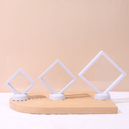 [KM6951]-7*7*2cm,[KM6952]-9*9*2cm,[KM6953]-11*11*2cm, PE Square Suspended Box Jewelry Box, Small Jewelry Ring Box, Suspended Anti-oxidation Exquisite Display Box, [KM6954]- 5.5*5.5*1.7cm Round Stands