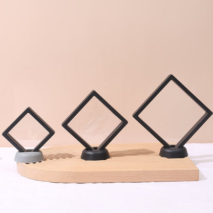 [KM6951]-7*7*2cm,[KM6952]-9*9*2cm,[KM6953]-11*11*2cm, PE Square Suspended Box Jewelry Box, Small Jewelry Ring Box, Suspended Anti-oxidation Exquisite Display Box, [KM6954]- 5.5*5.5*1.7cm Round Stands