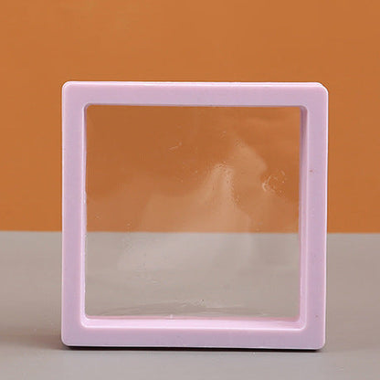 [KM6951]-7*7*2cm,[KM6952]-9*9*2cm,[KM6953]-11*11*2cm, PE Square Suspended Box Jewelry Box, Small Jewelry Ring Box, Suspended Anti-oxidation Exquisite Display Box, [KM6954]- 5.5*5.5*1.7cm Round Stands