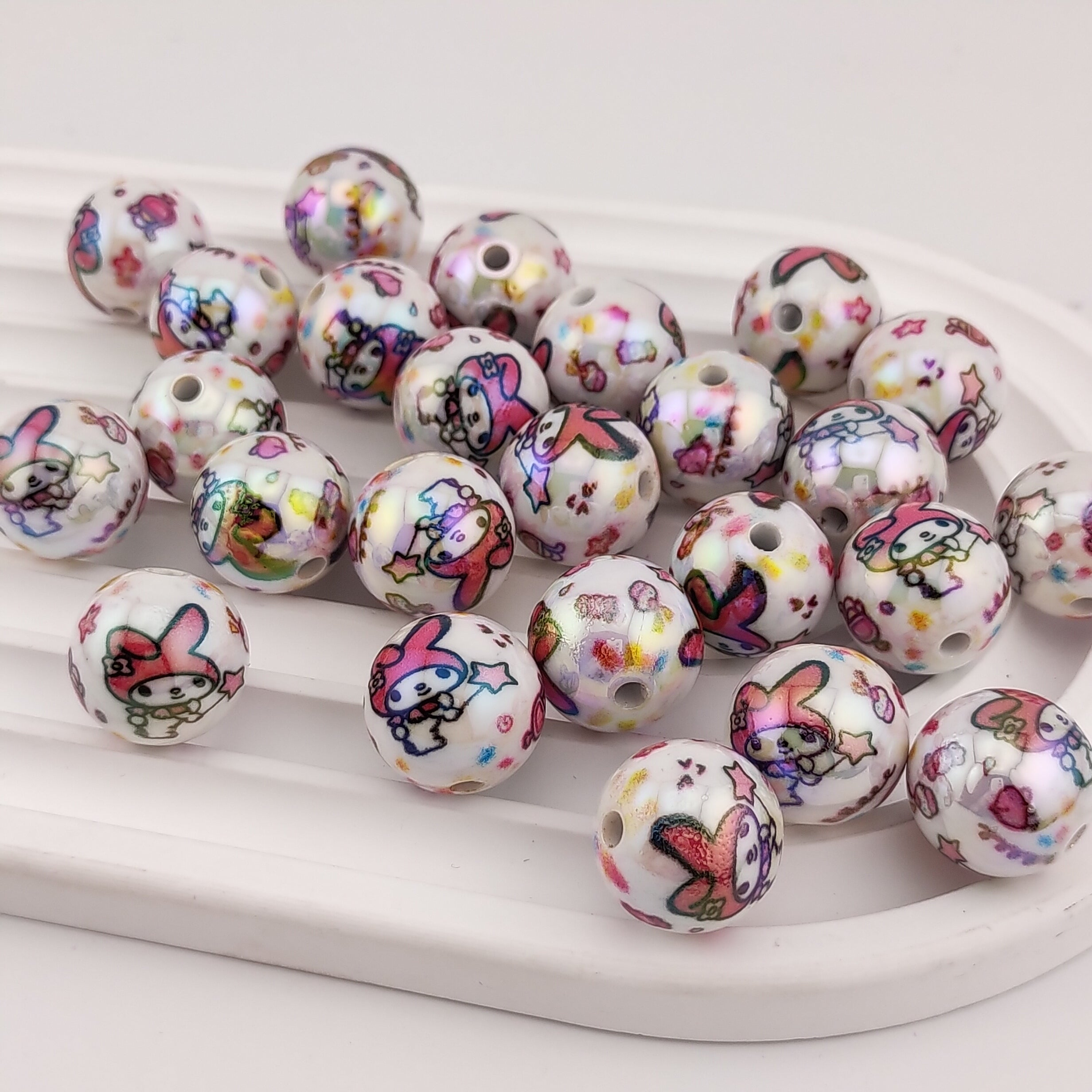 16MM Round UV Shiny Melody Printed Resin Beads Fit For Beadable Pens