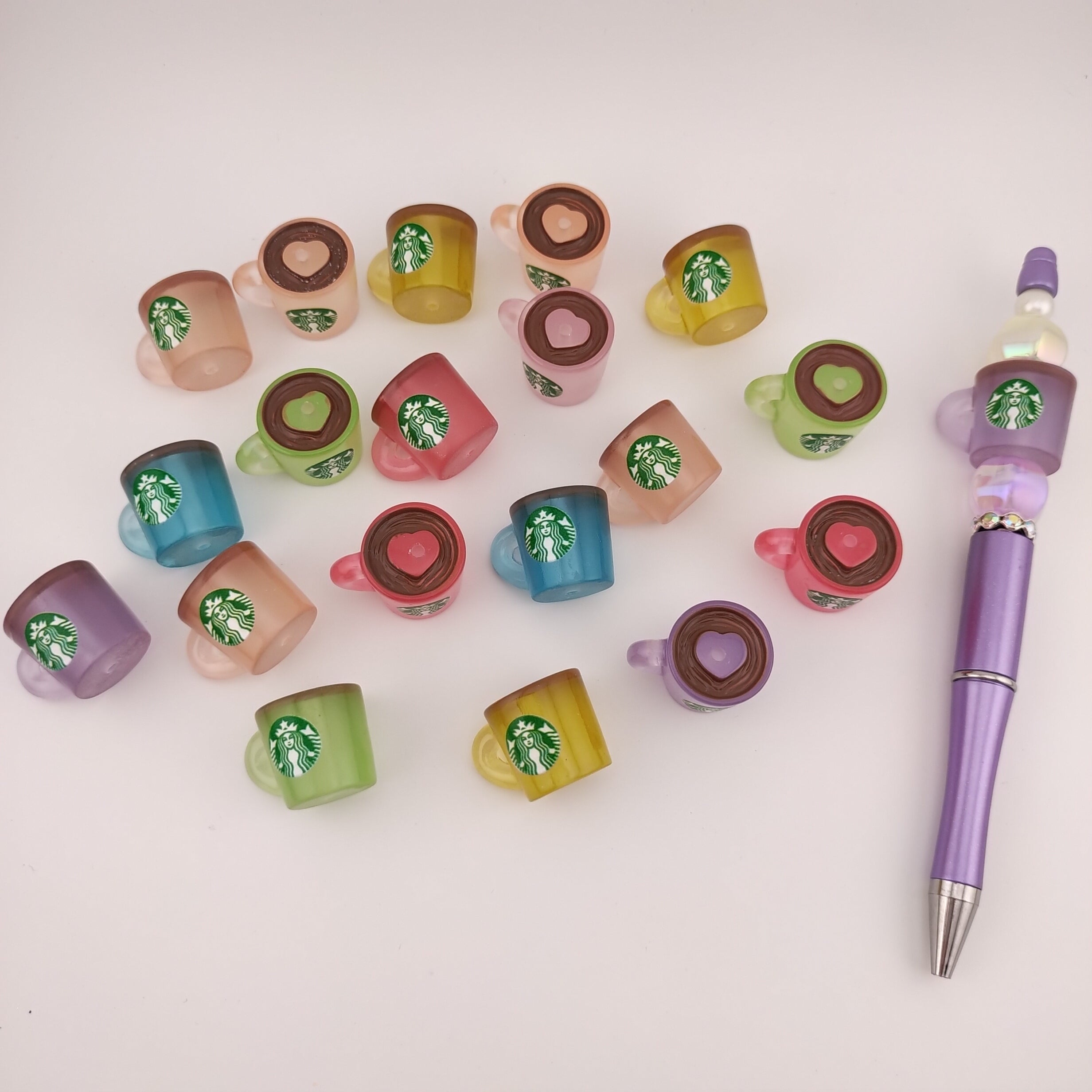 Mixed Color Glowing Starbucks Cup Resin Beads Fit For Beadable Pens