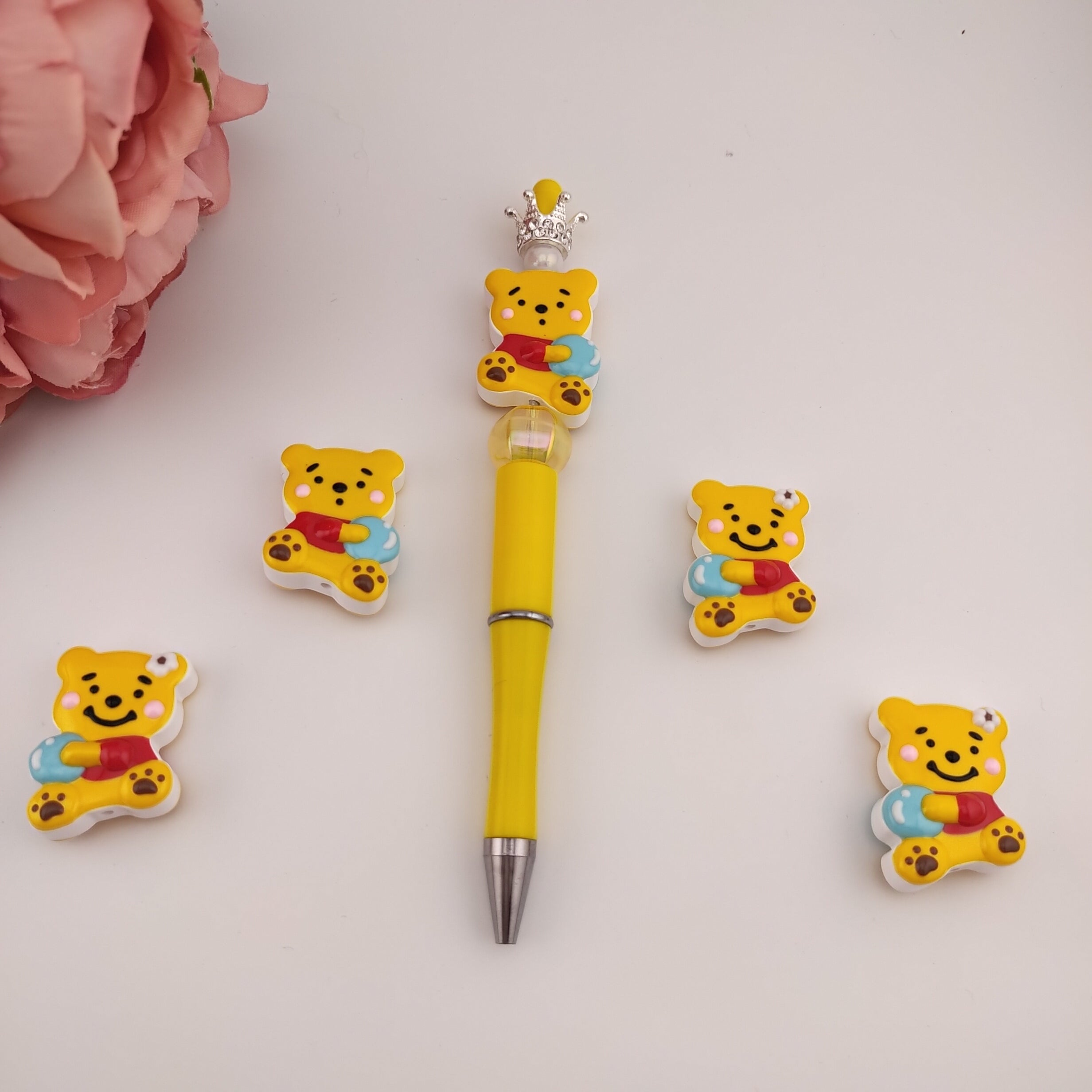 24MM Winnie The Pooh Handpainted Resin Beads Fit For Beadable Pens