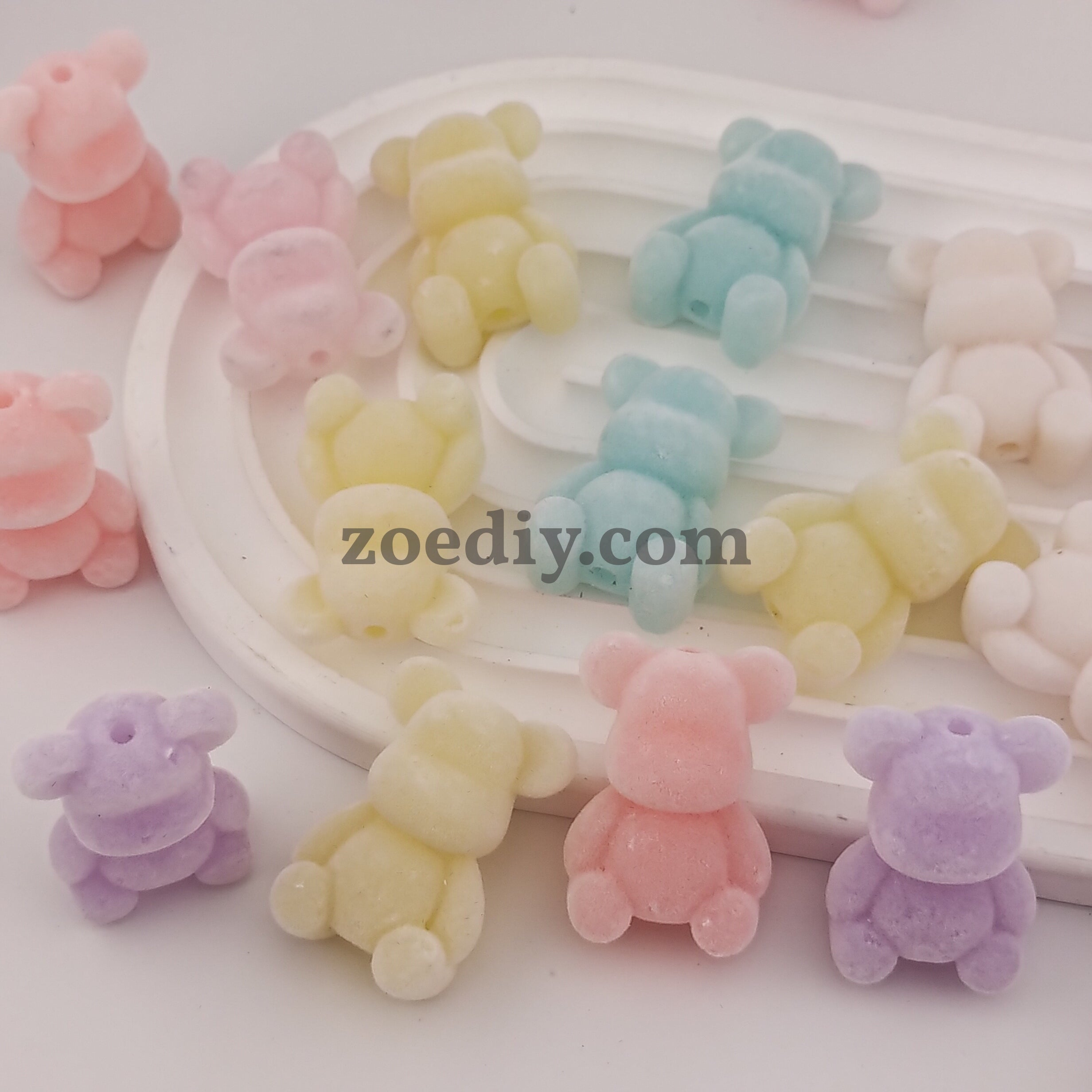 FS0557- 23MM  Mixed Color  Flocked Bear ShapeBeads Fit For Beadable Pens