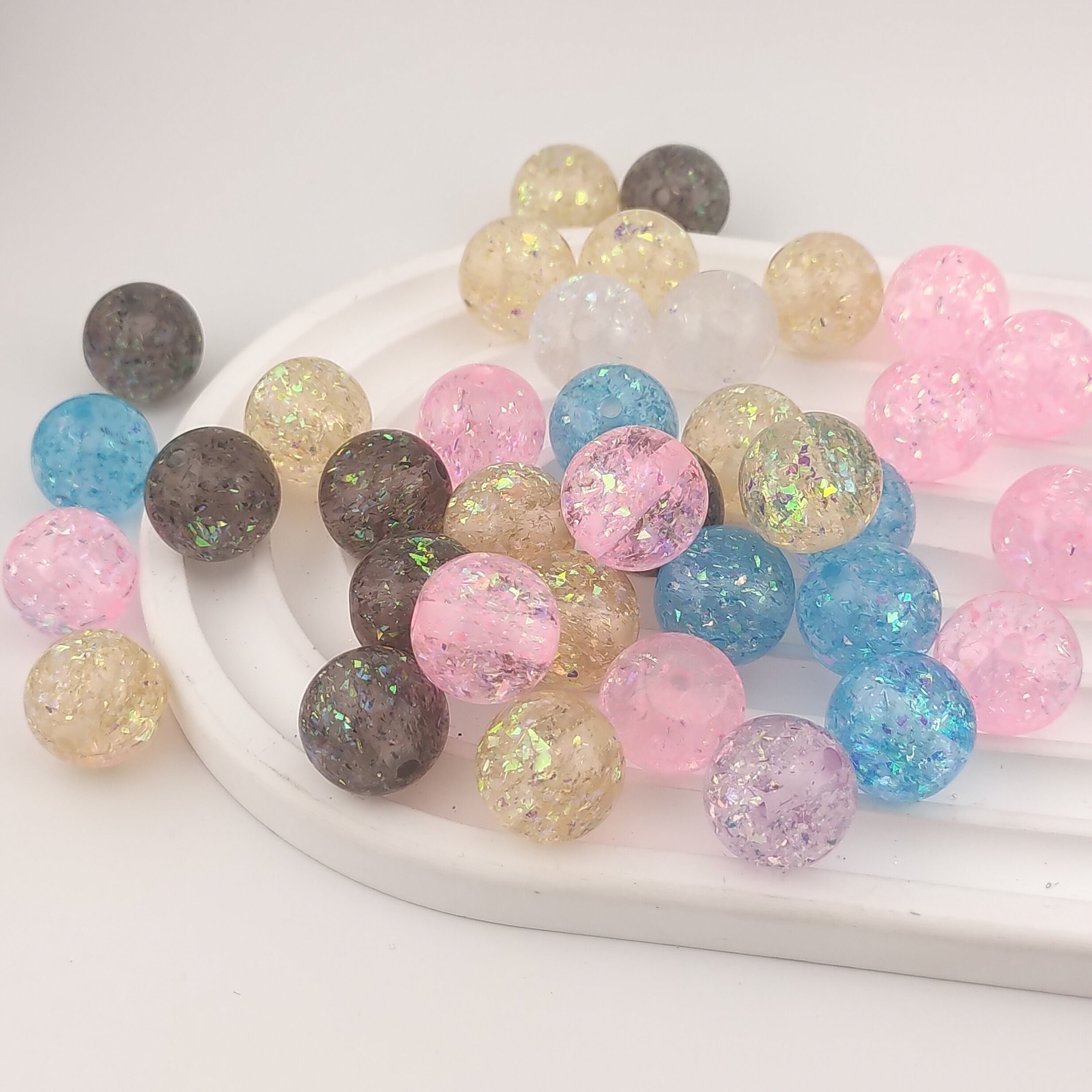 16MM Round Mixed Color Glitter Resin Beads Fit For Beadable Pens