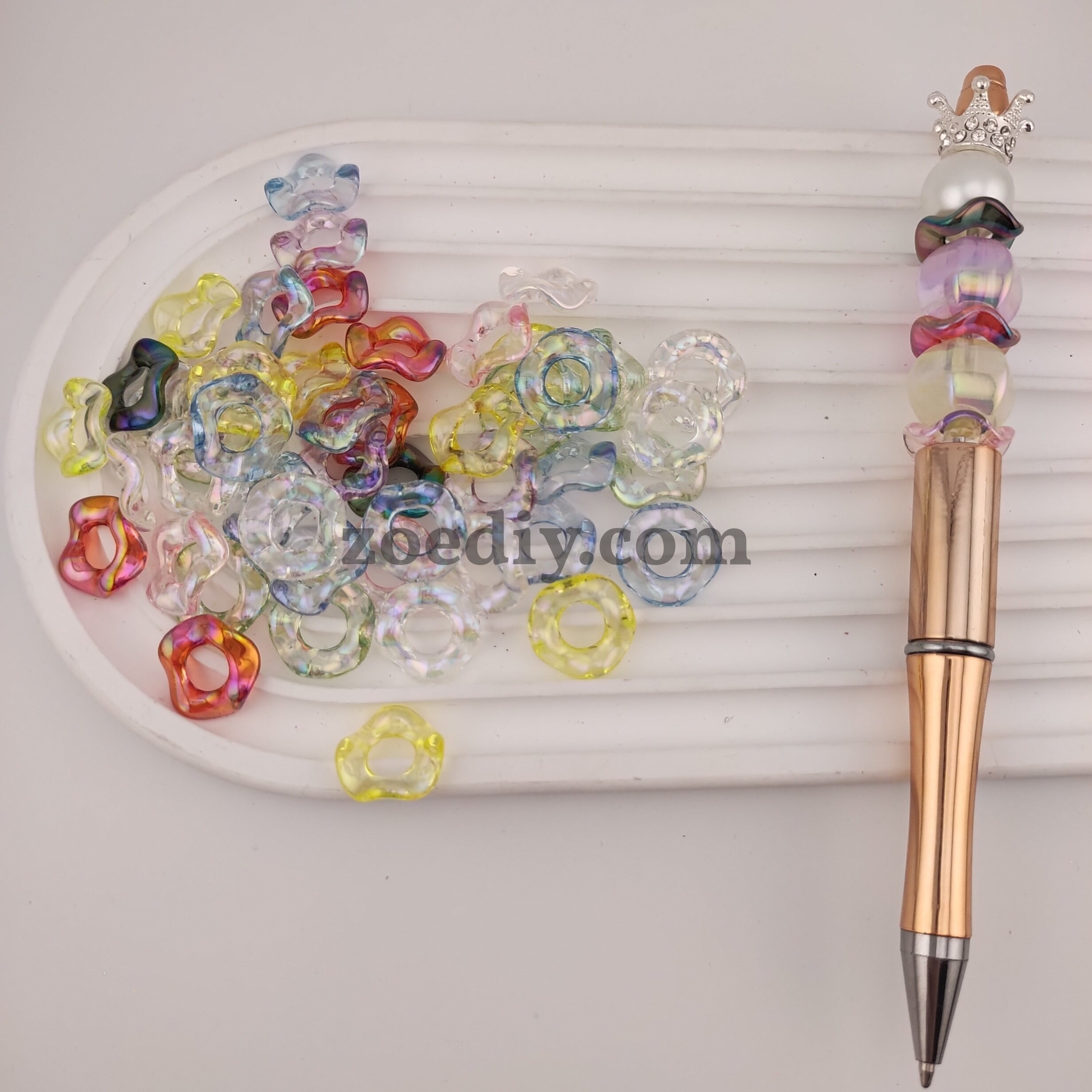 FS1108- 15MM  Clear Mixed Color Acrylic Spacer Fit For Beadable Pens