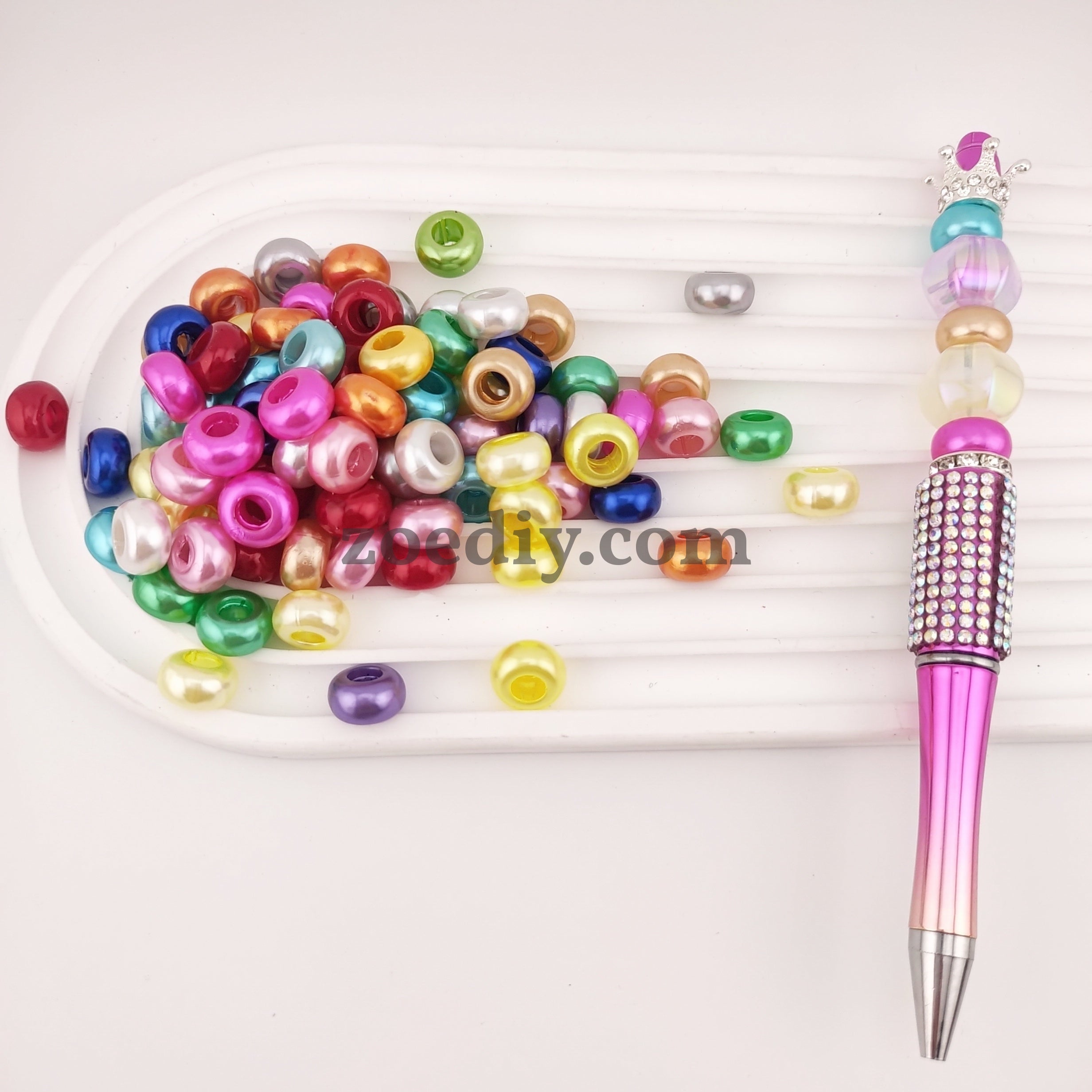 FS1109- 12MM Round Mixed Color Pearl Looking Spacer Fit For Beadable Pens