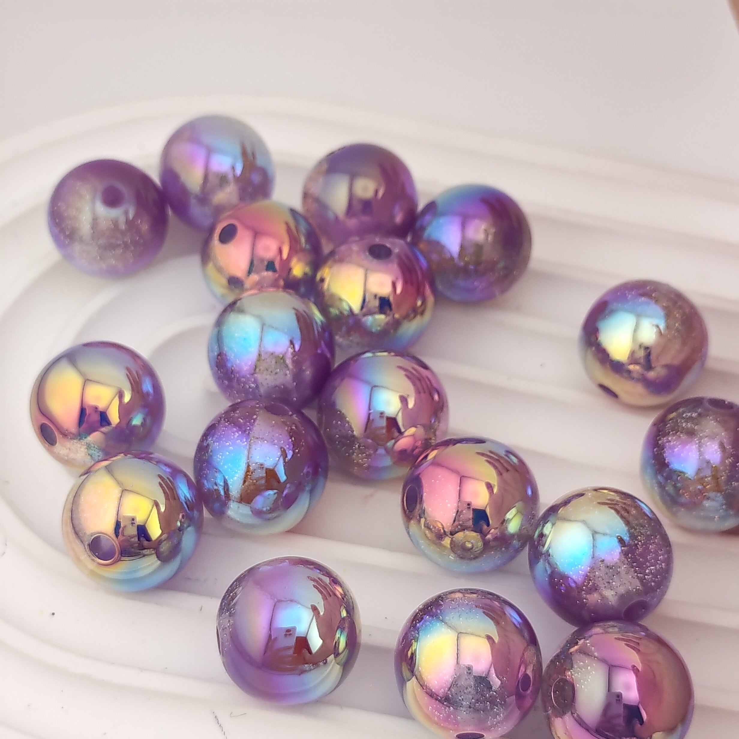 16MM Round UV Shiny Purple Resin Beads Fit For Beadable Pens