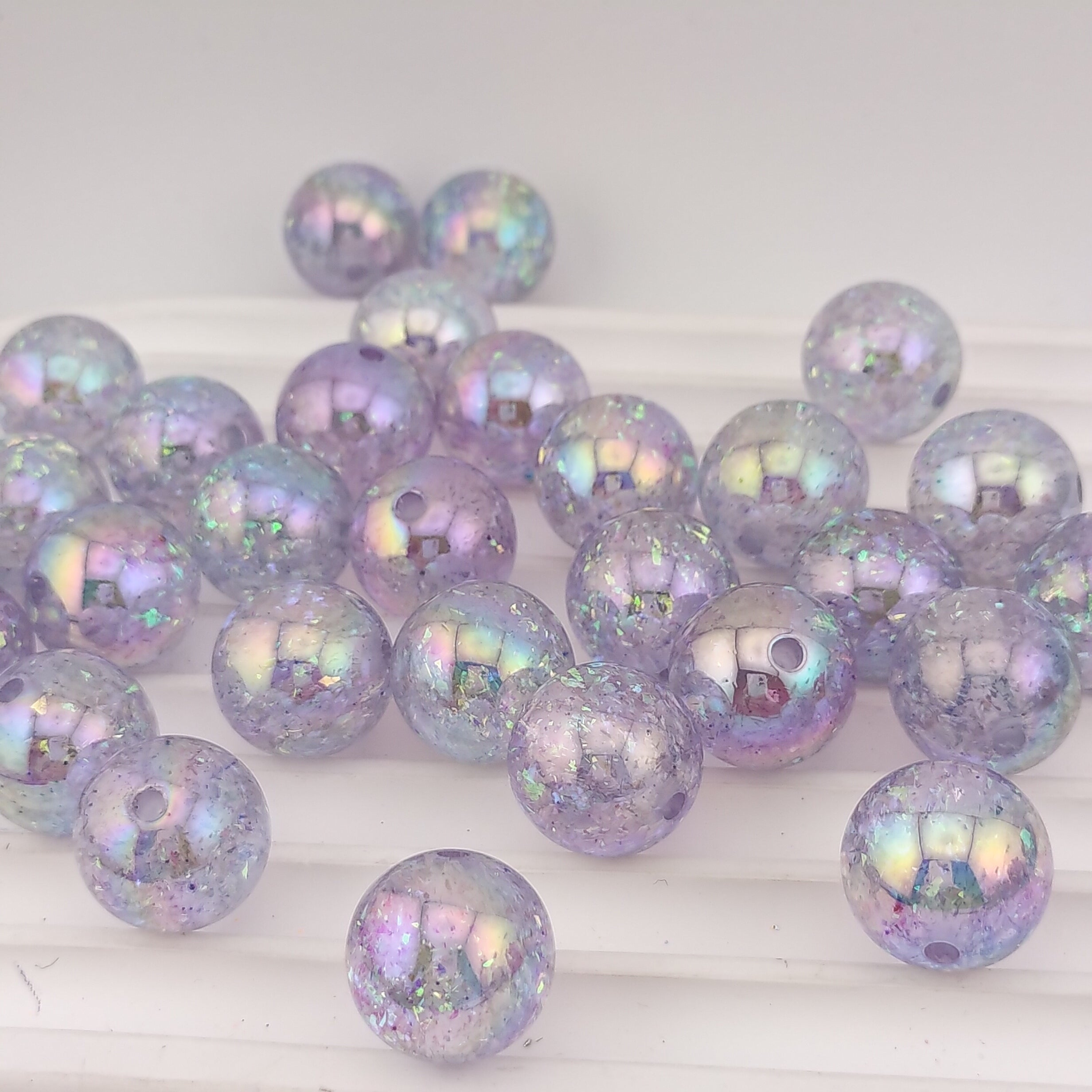 16MM Round Glitter Purple Resin Beads Fit For Beadable Pens