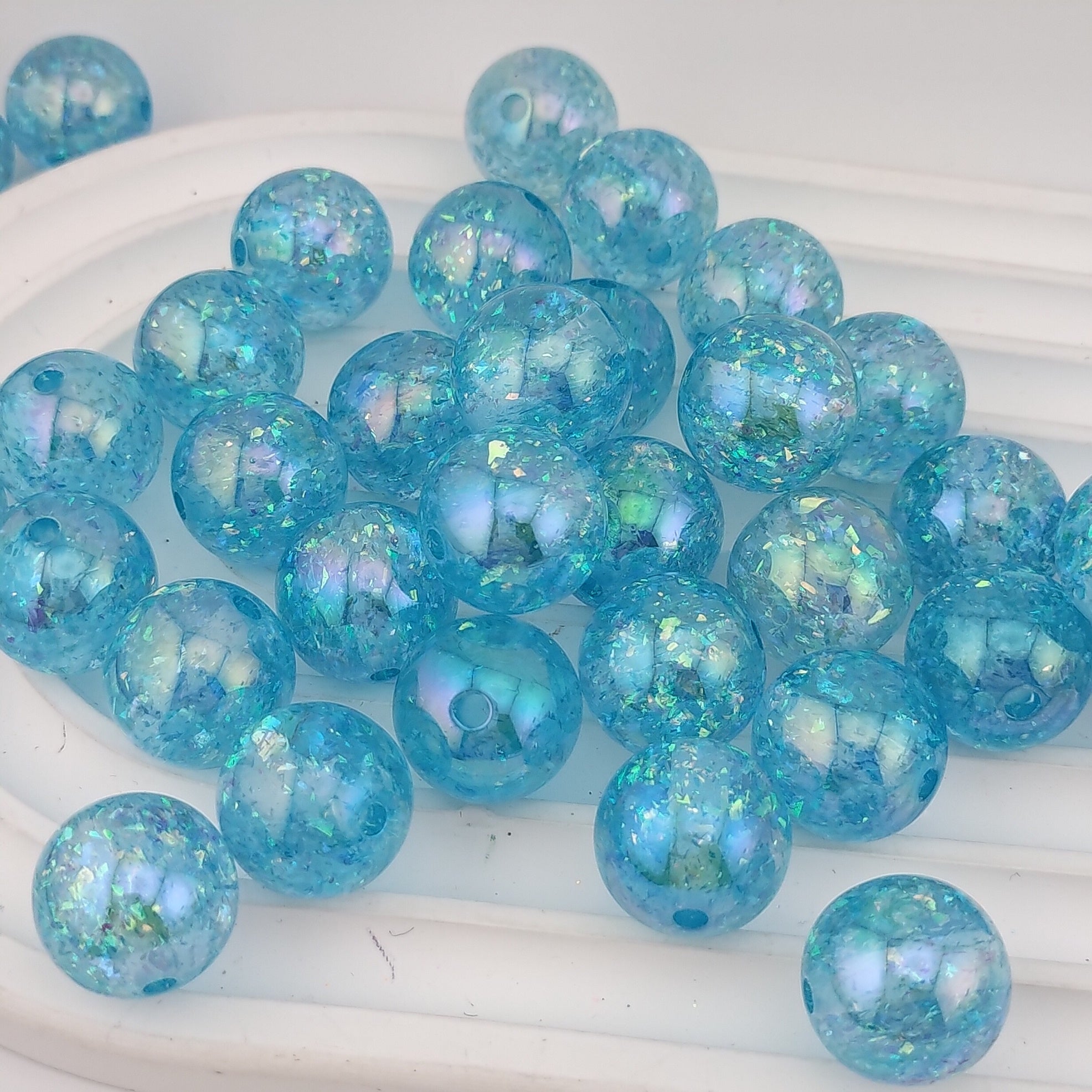 16MM Round Glitter Blue Resin Beads Fit For  Beadable Pens