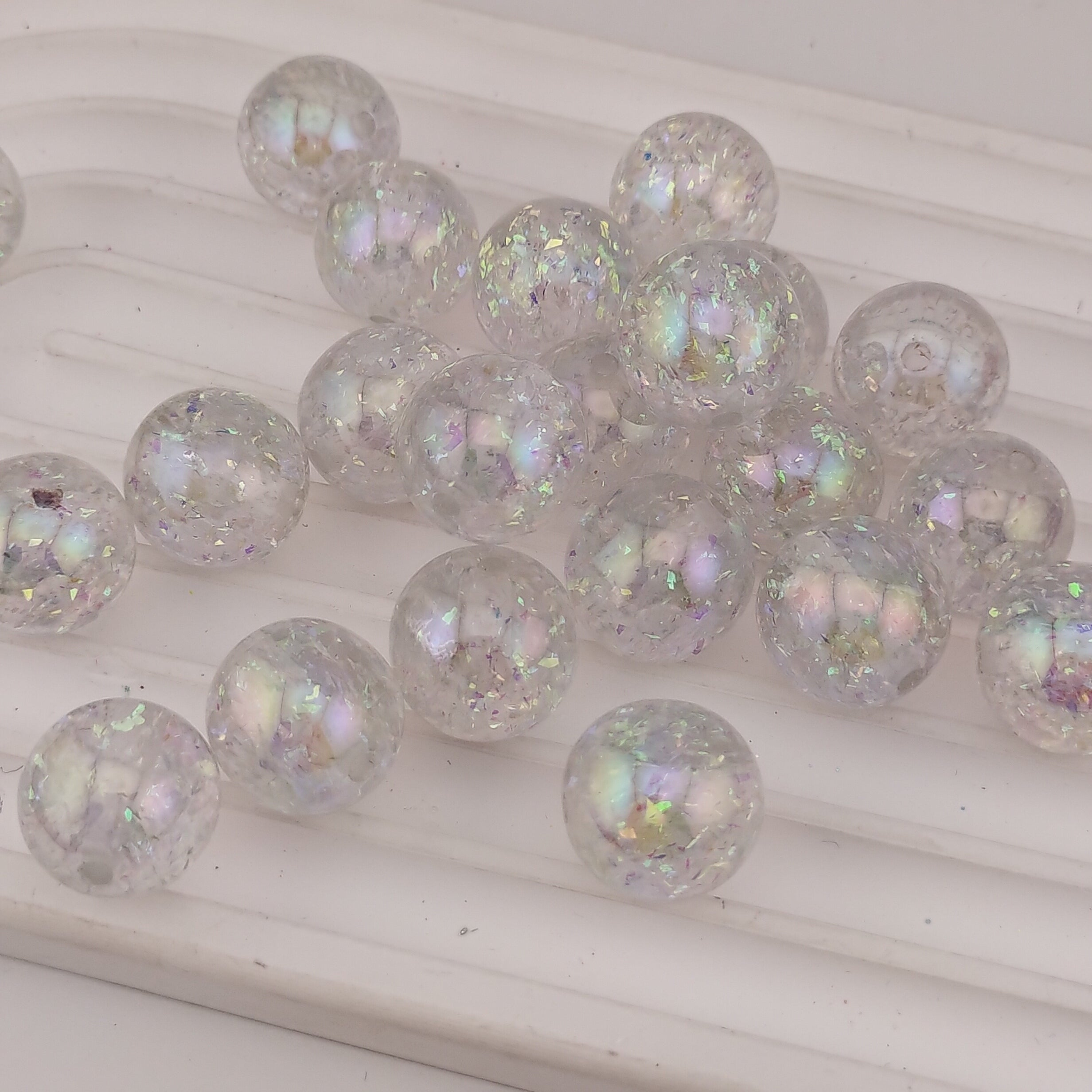 16MM Round Glitter Clear Resin Beads Fit For Beadable Pens