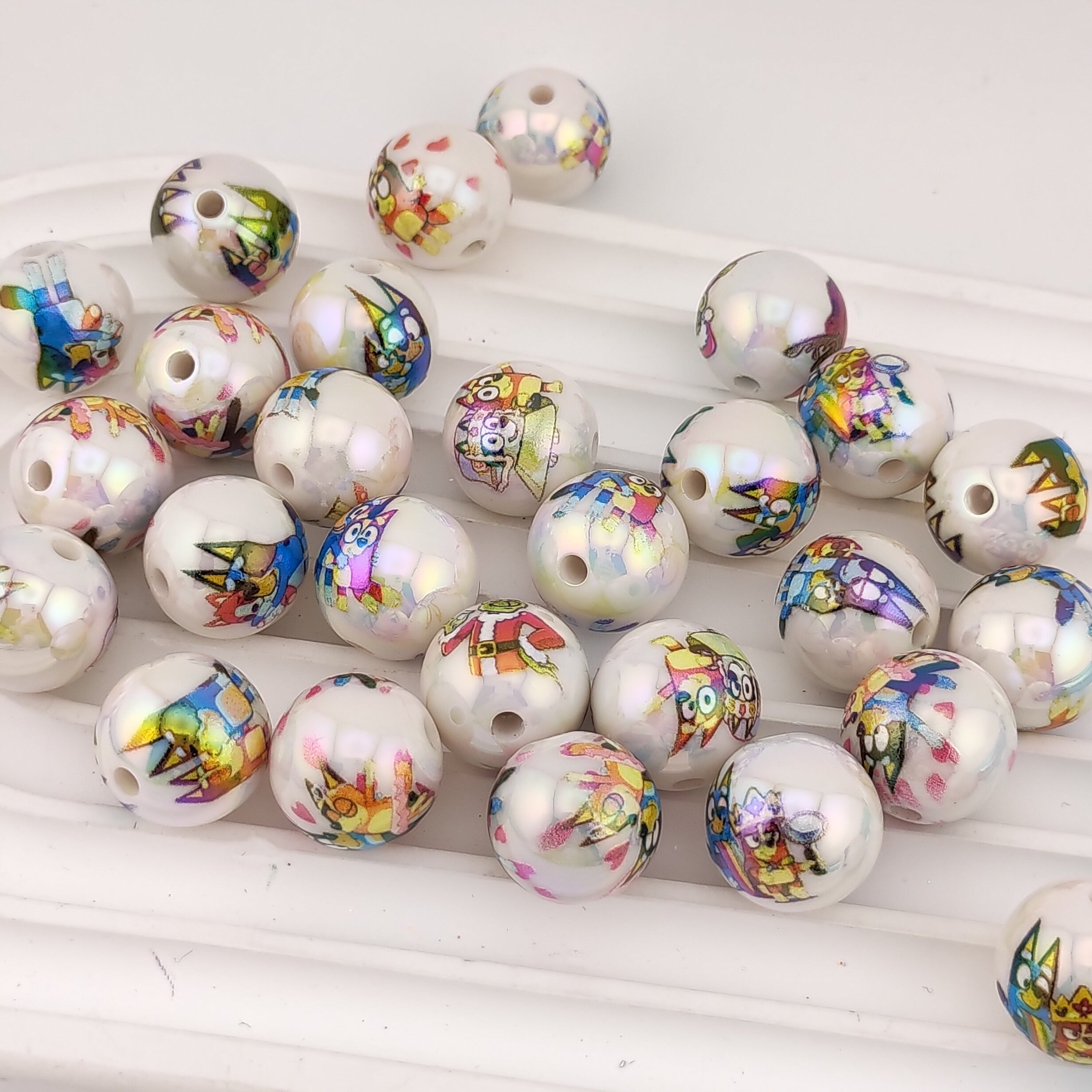 16MM Cute Cartoon Printed Acrylic Beads Fit For Beadable Pens