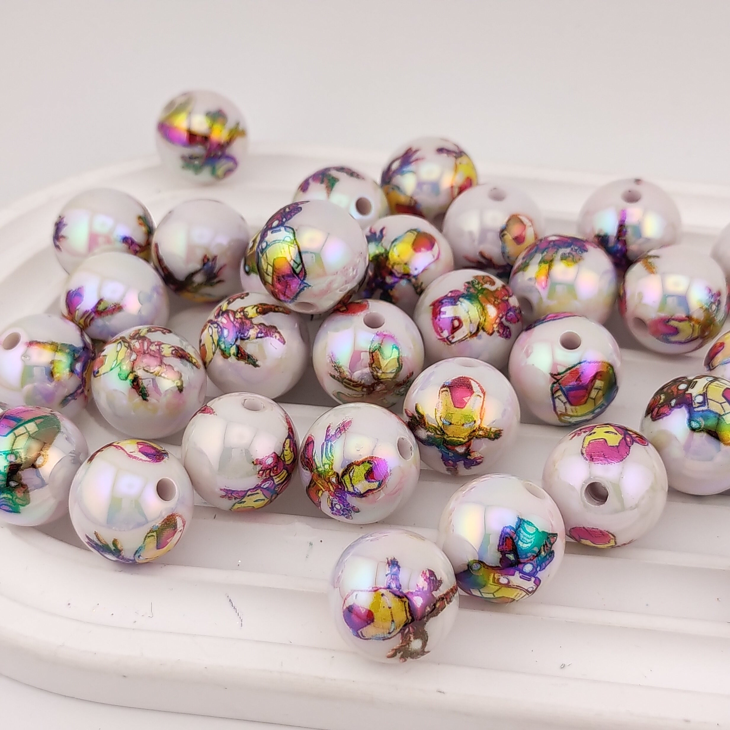 16MM Round Captain Printed Acrylic Beads Fit For Beadable Pens