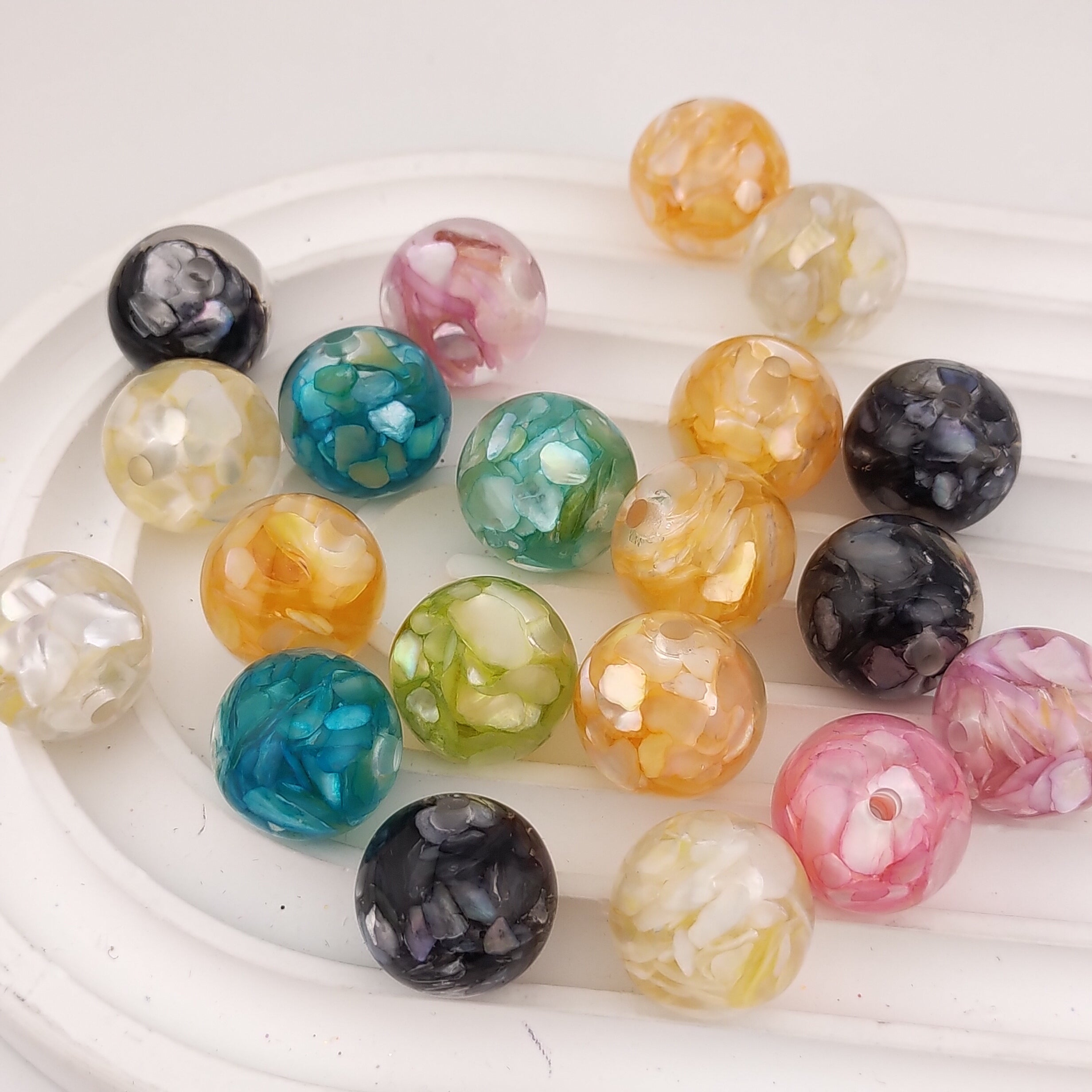 16MM Round Resin Beads With Shell Inside Fit For Beadable Pens