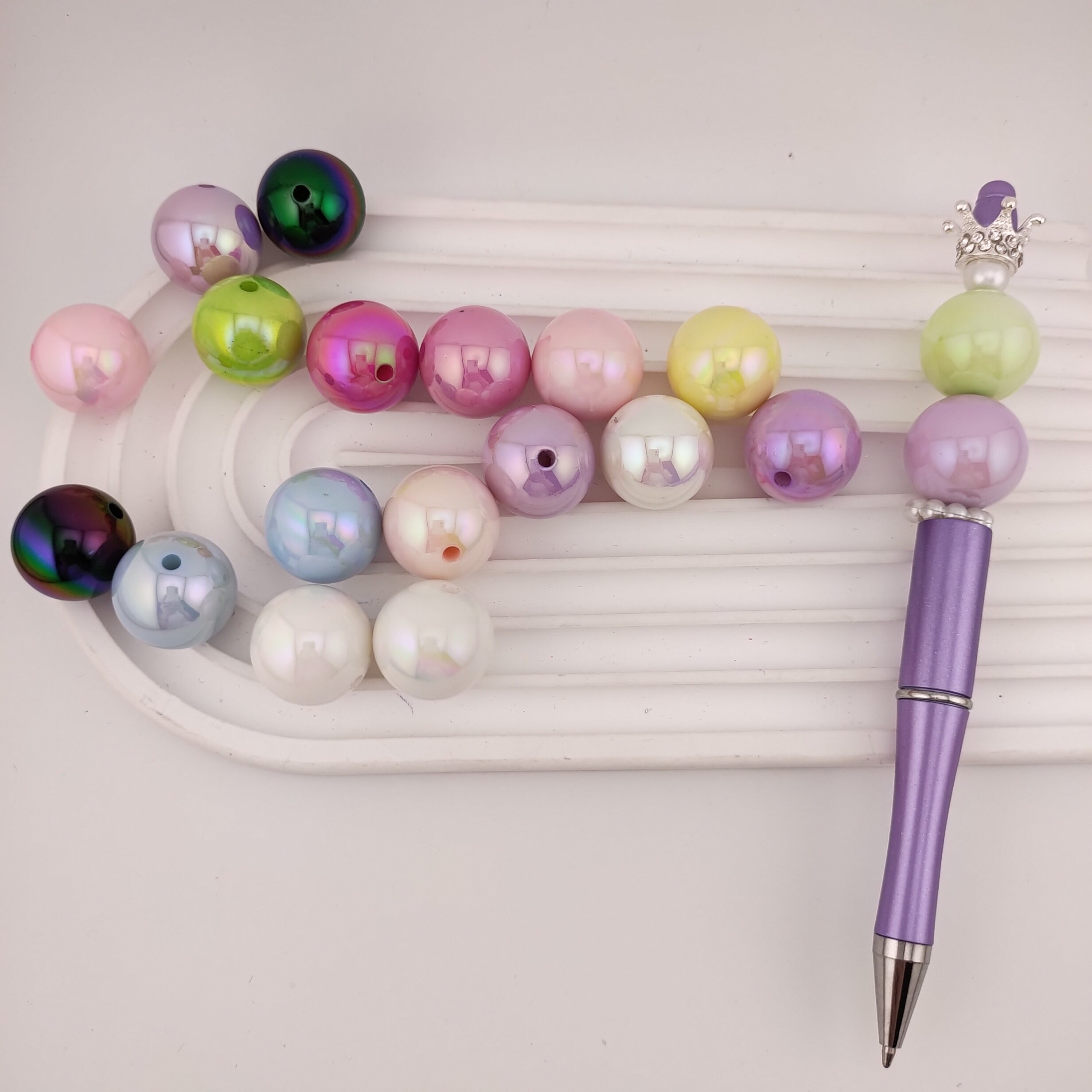 20MM Mixed Solid Color Acrylic Beads Fit For Beadable Pens