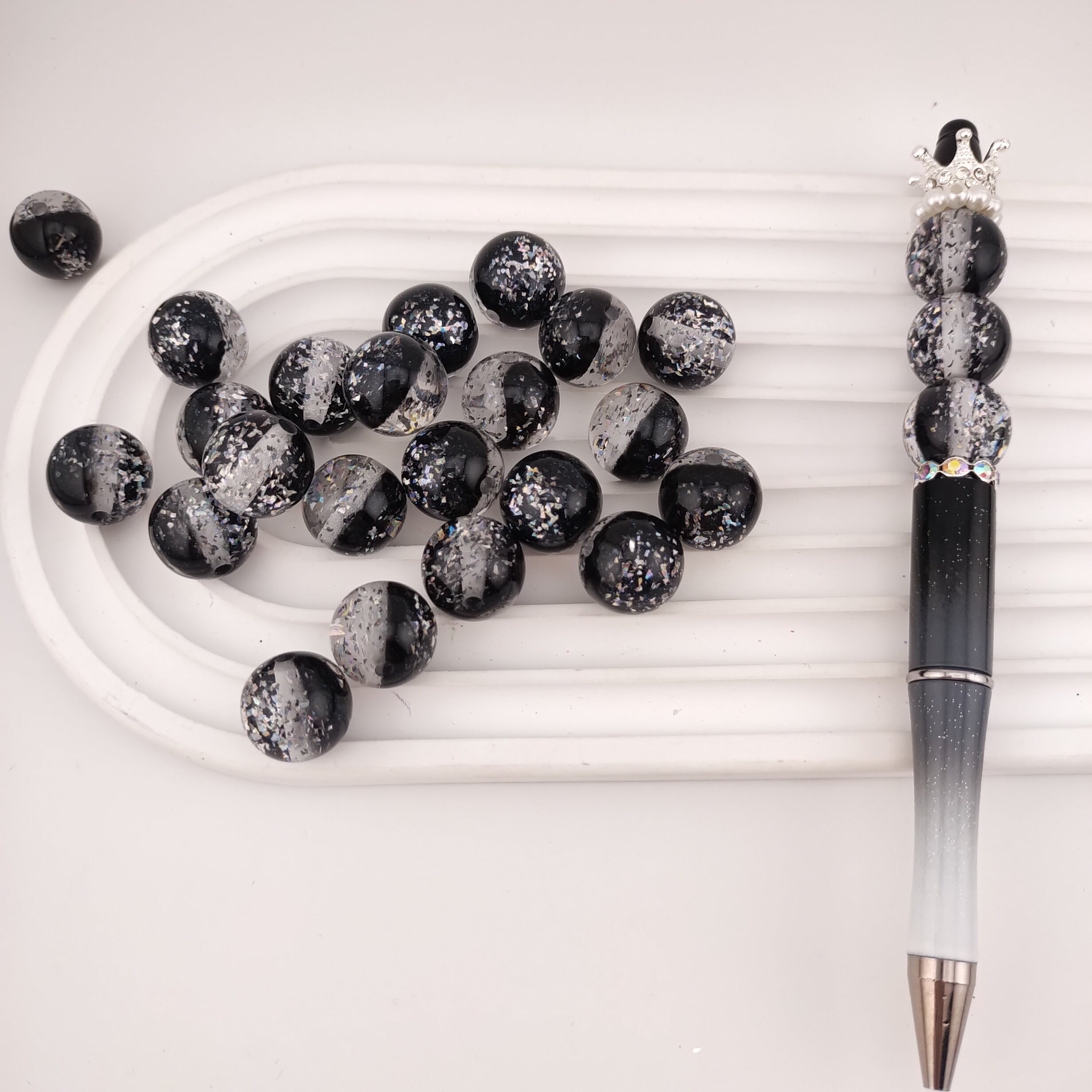 16MM Round Clear White Black Resin Beads Fit For Beadable Pens