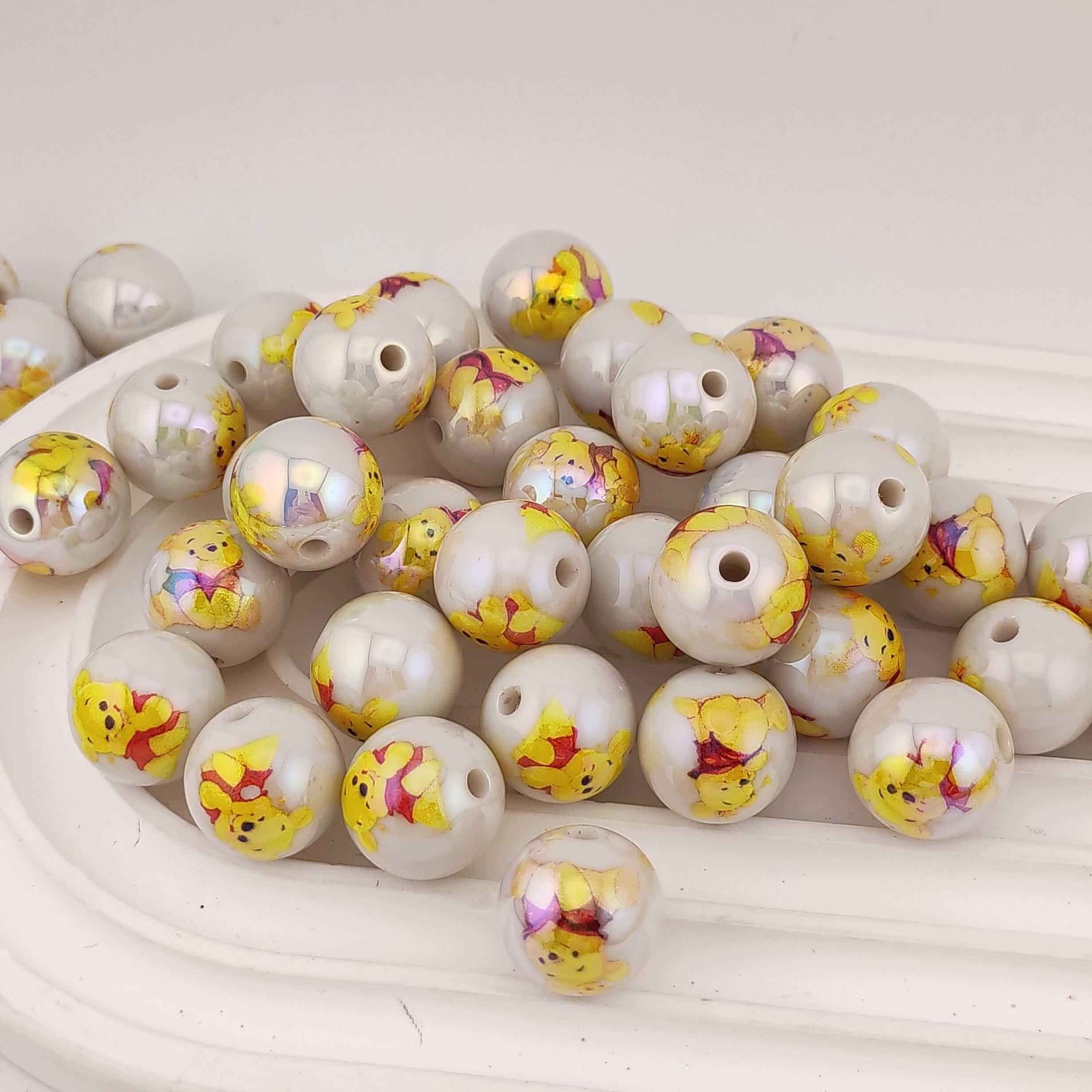 16MM  Round Winnie Printed Acrylic Beads Fit For Beadable Pens