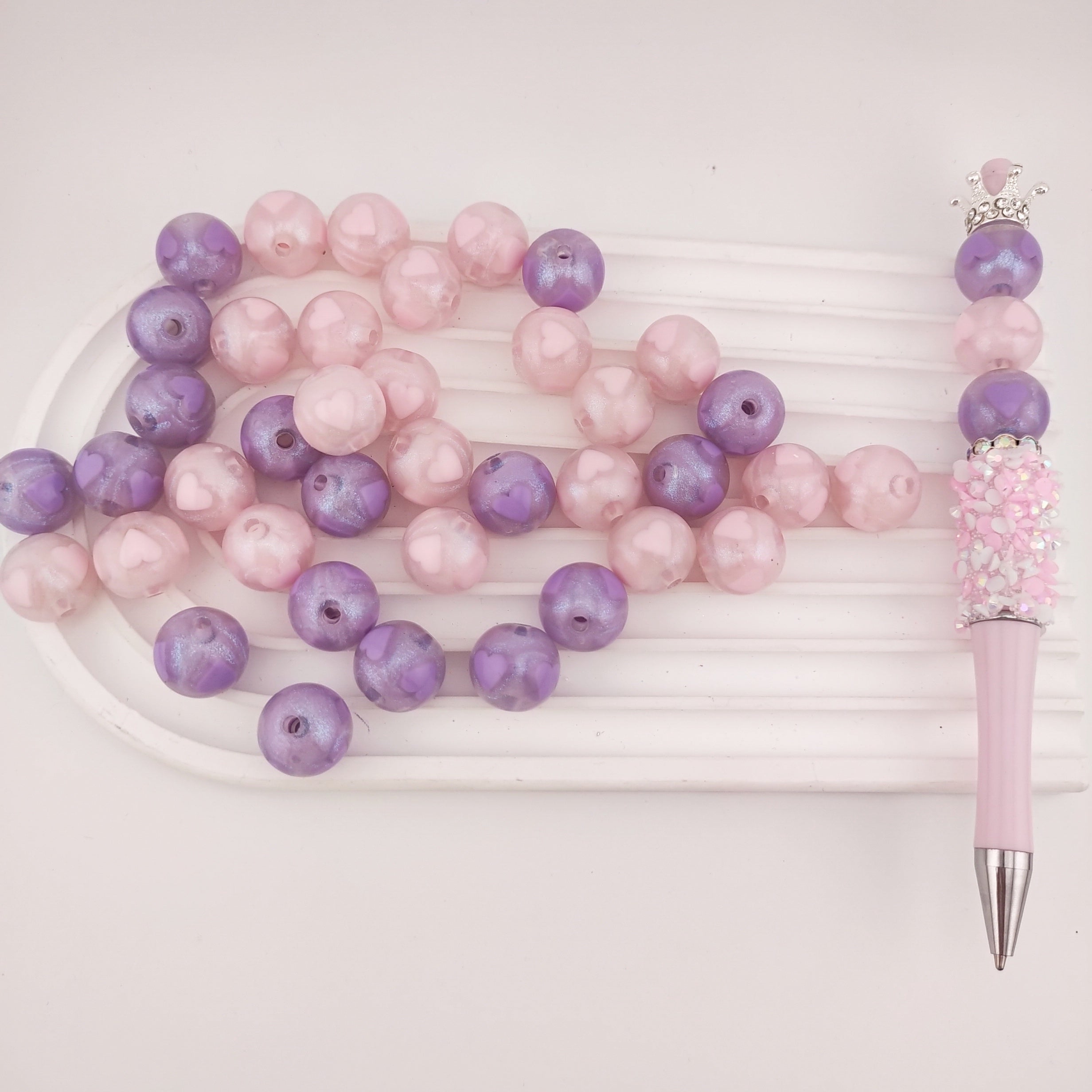 16MM Mixed Pink & Purple Acrylic  Beads Fit For Beadable Pens