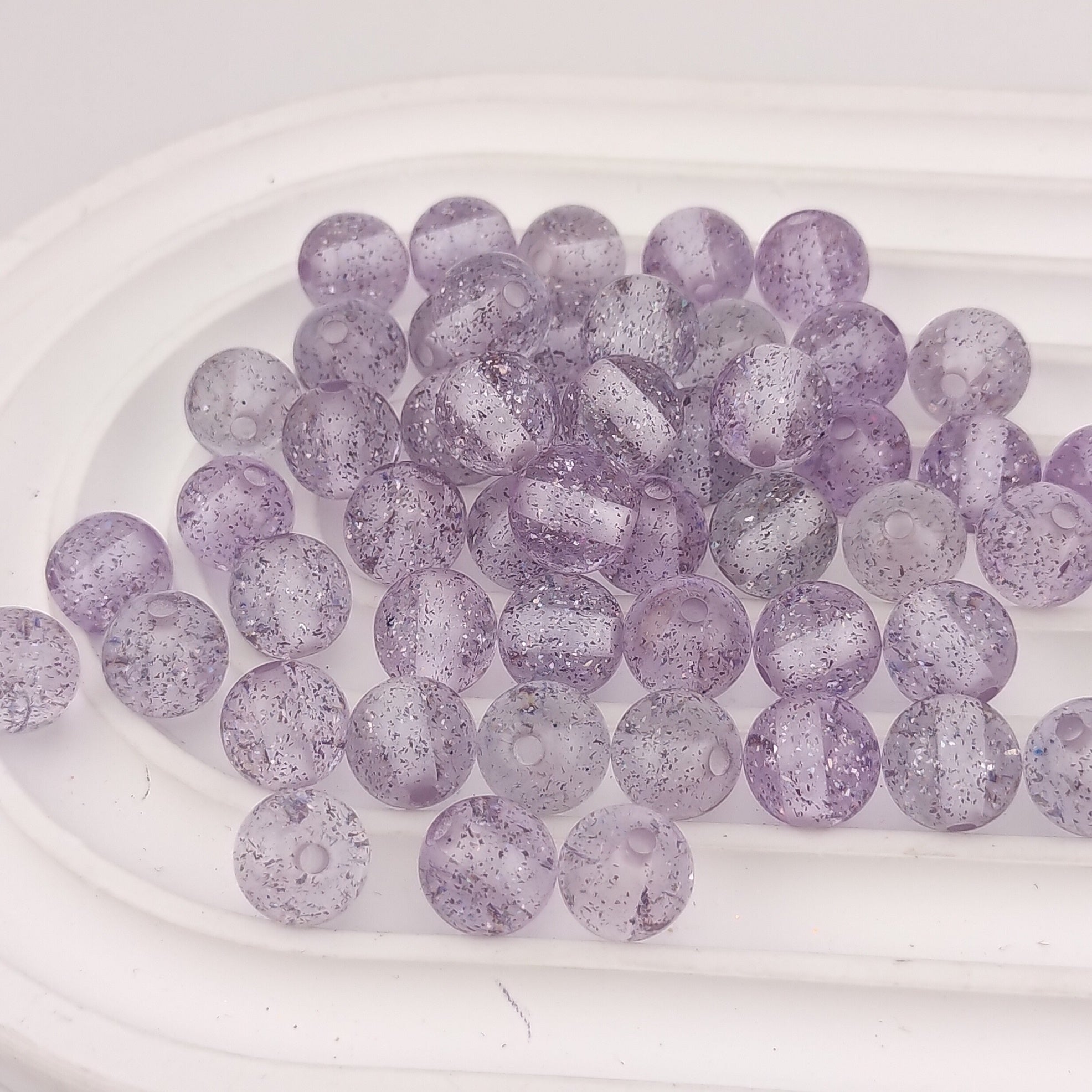 8MM Purple Glitter Resin Beads Fit For Beadable Pens