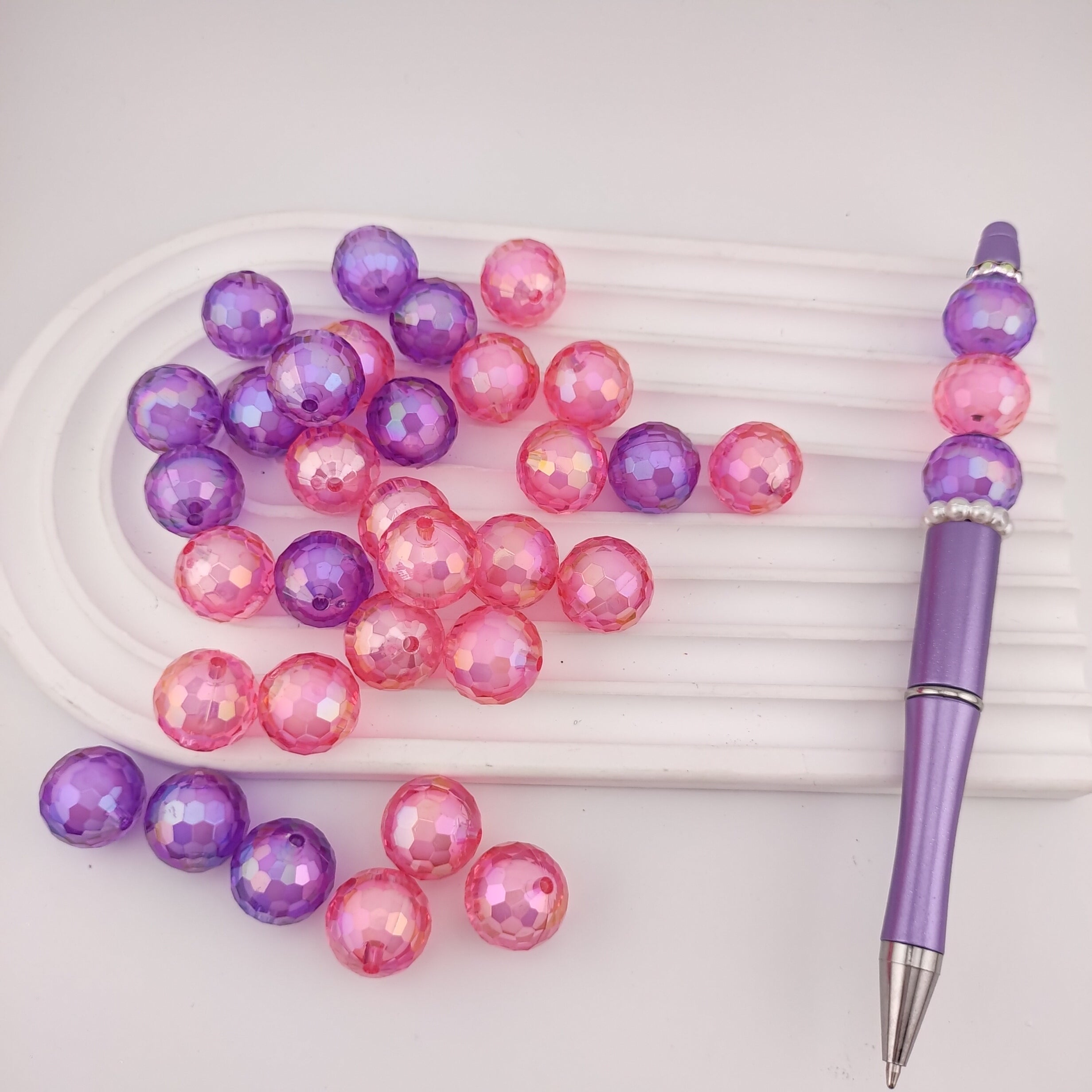 16MM Round Faceted  Acrylic Beads Fit For Beadable Pens