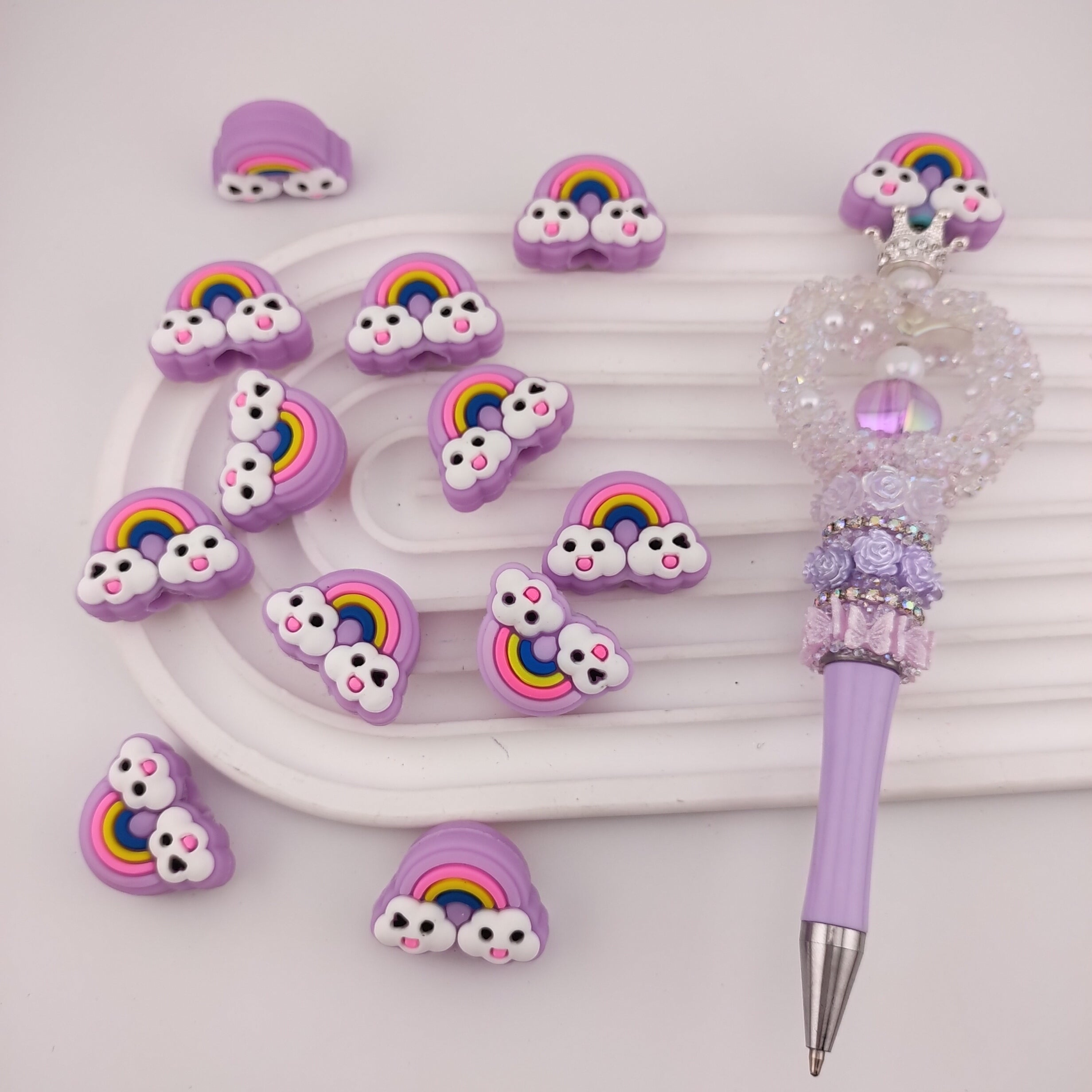 27MM Purple Rainbow Silicone Pen Topper