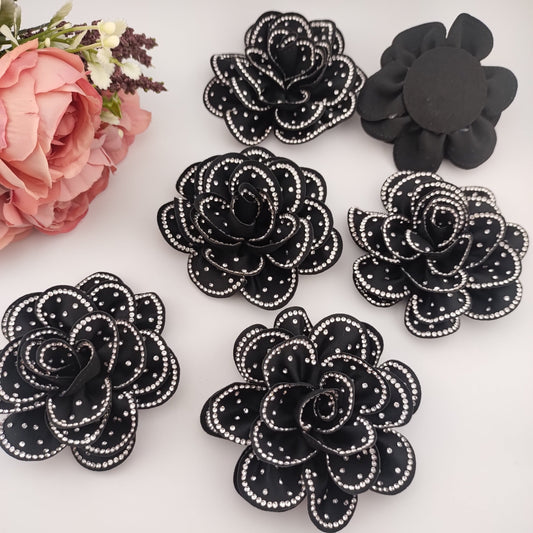 FS1522- Three - Dimensional 3D Diamond - Studded Flowers
