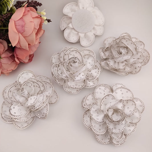 FS1522- Three - Dimensional 3D Diamond - Studded Flowers