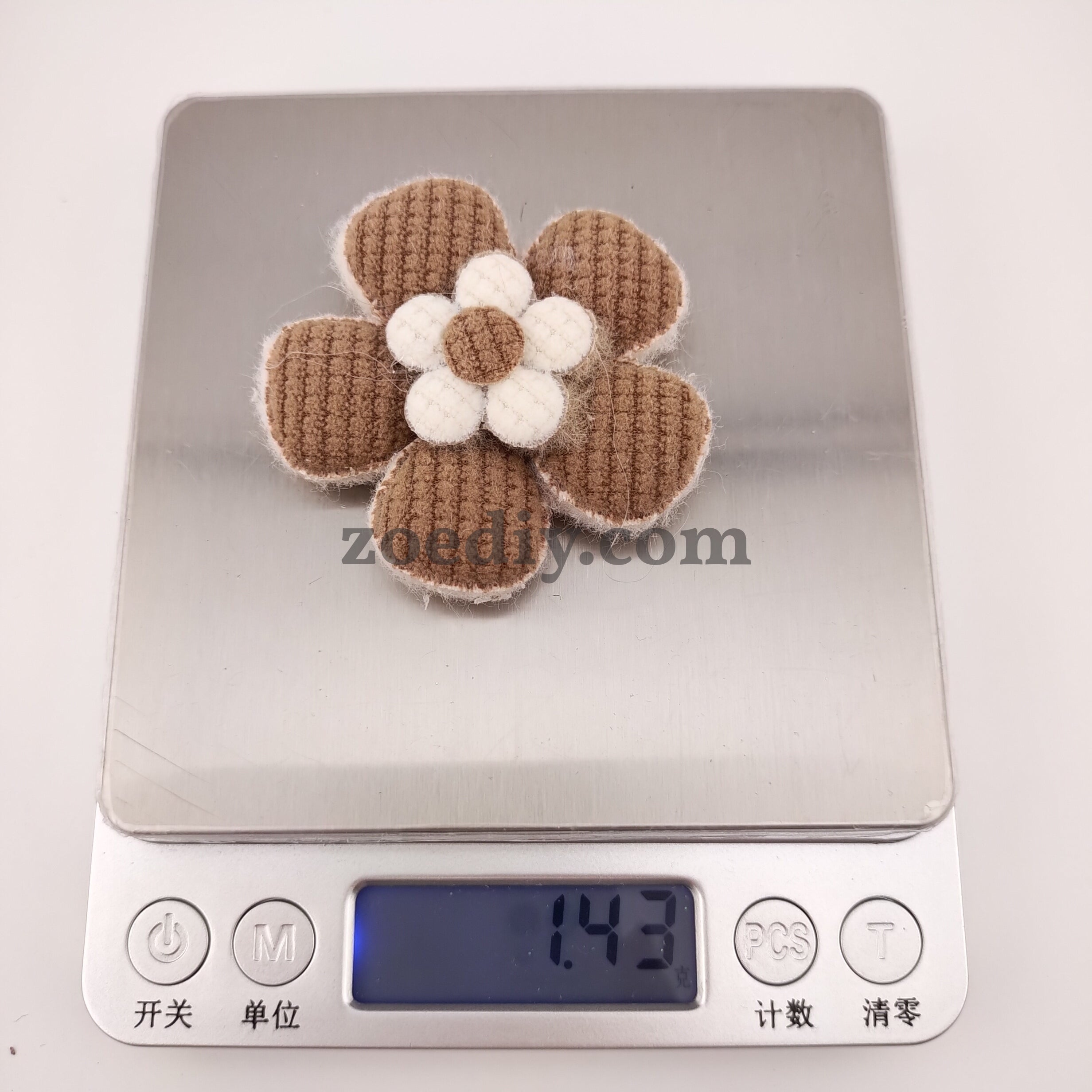 FS1064- 55MM Beige&Coffee color Three-Dimensional Flower Fabric For Making Fancy Beads