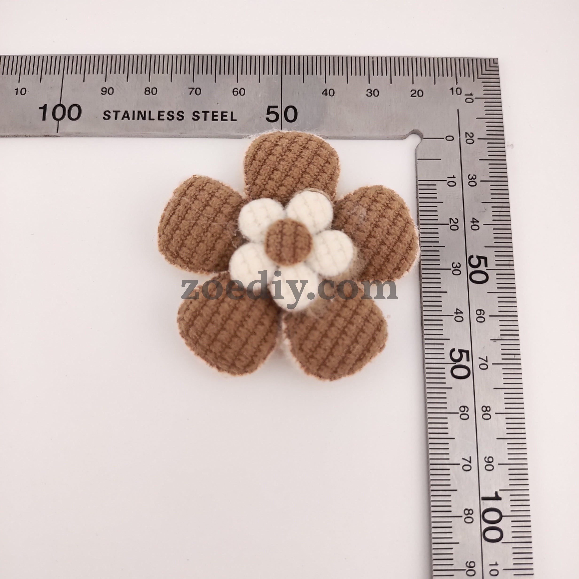 FS1064- 55MM Beige&Coffee color Three-Dimensional Flower Fabric For Making Fancy Beads