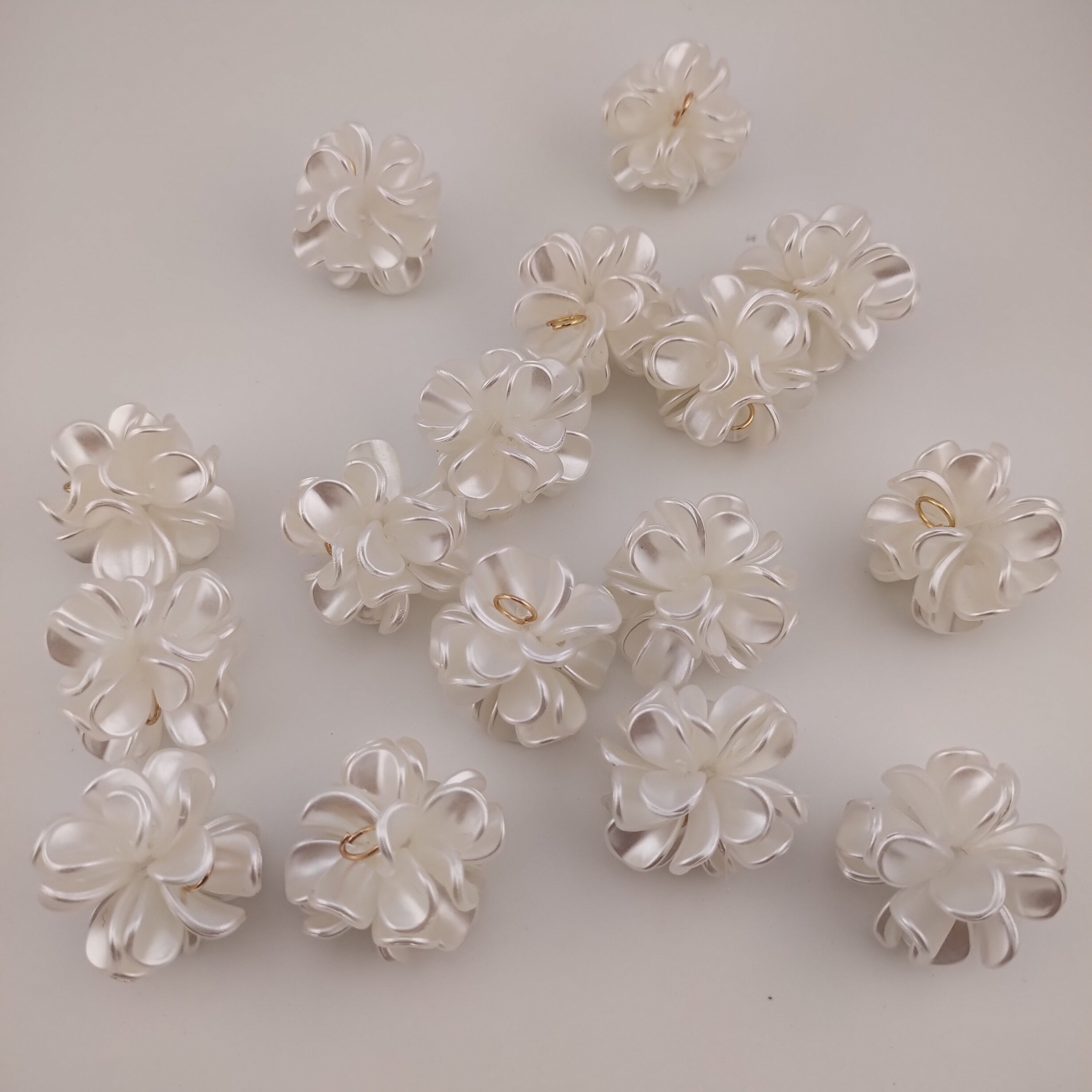 28MM Pearl Looking Flower Beads With  Ring Connector Fit For Beadable Pens