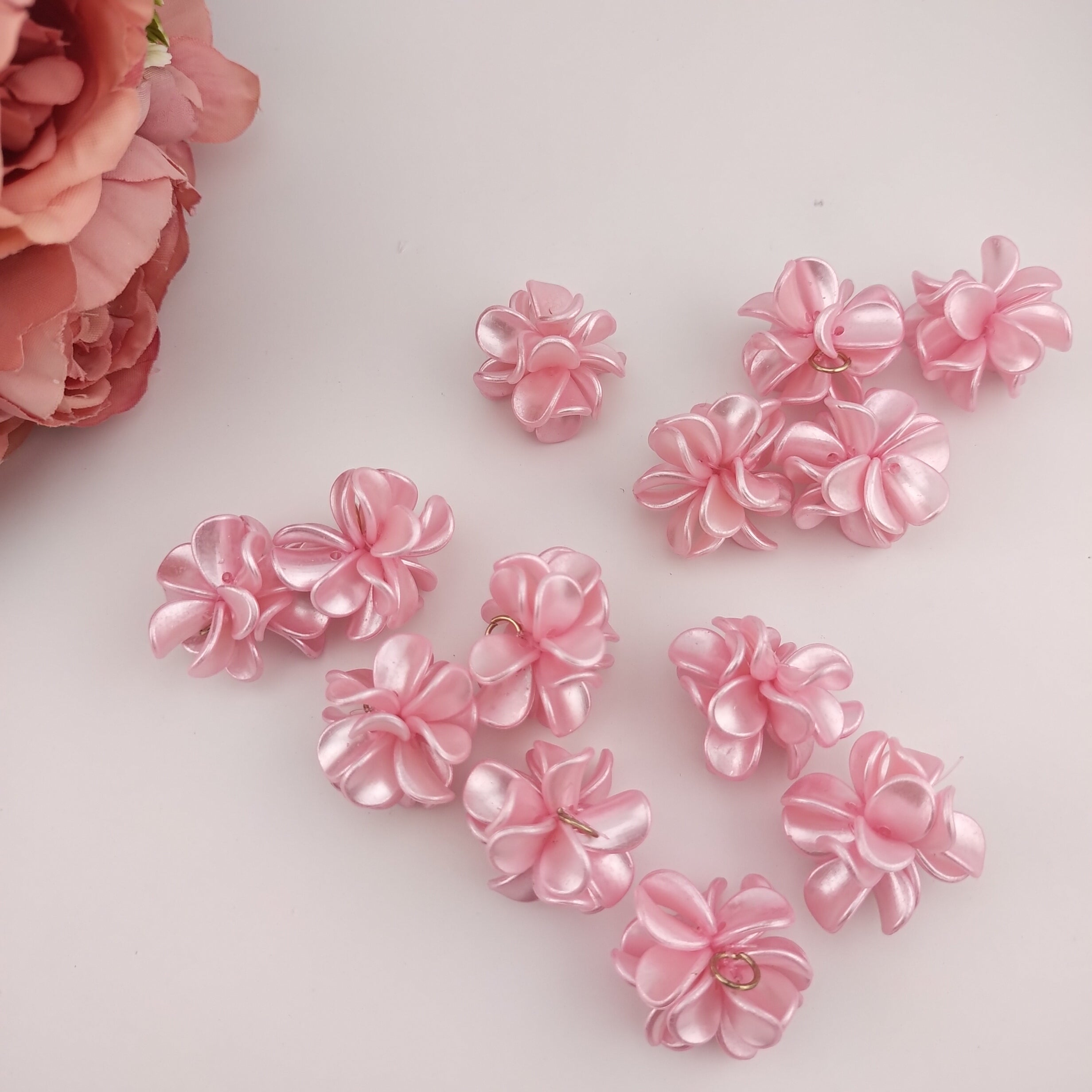 28MM Pearl Looking Flower Beads With  Ring Connector Fit For Beadable Pens