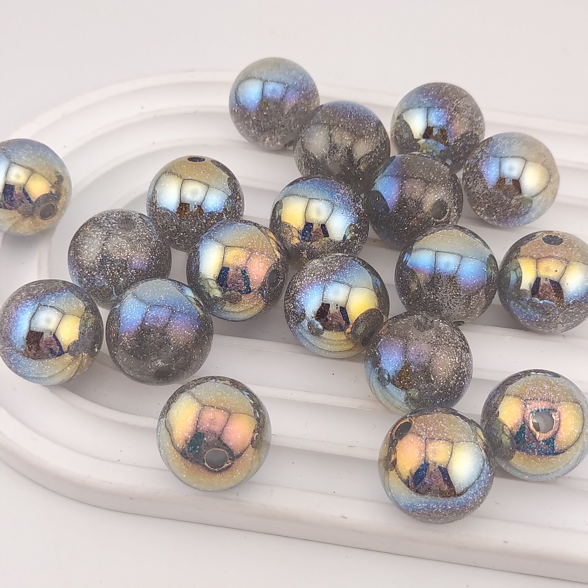 20MM Round Glitter Resin Beads Fit For Beadable Pens