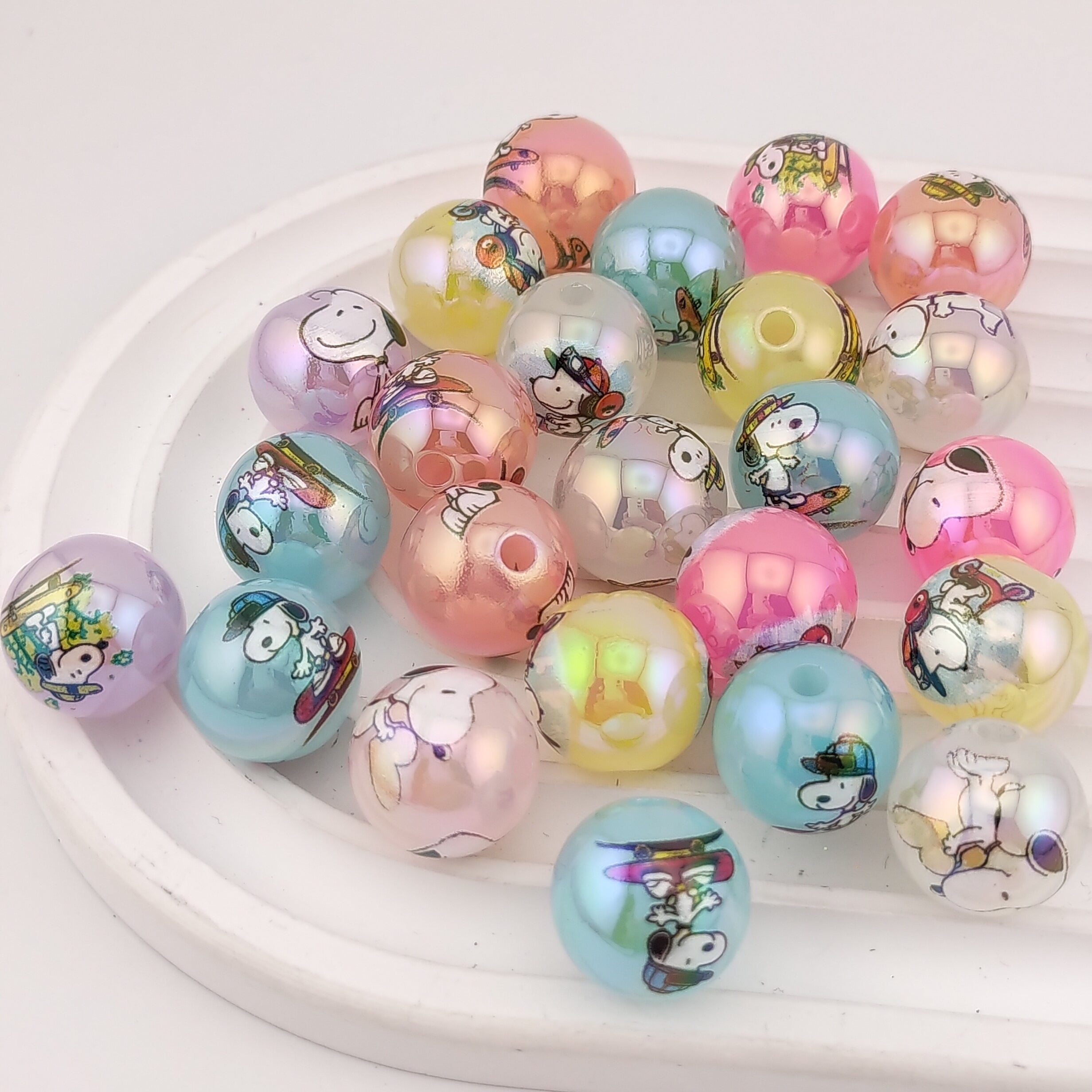 16MM Candy Color Snoopy Printed Acrylic Beads Fit For Beadable Pens