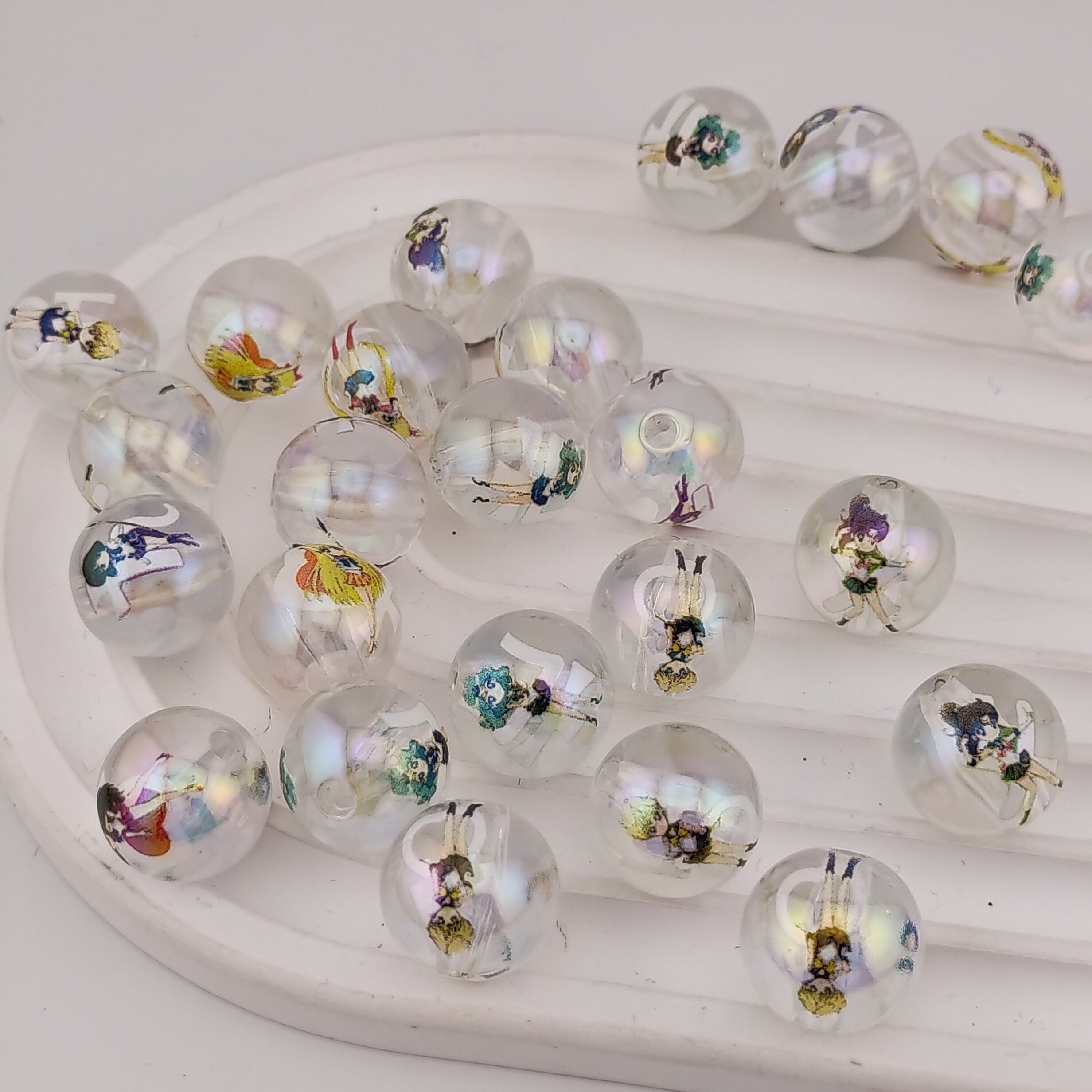 16MM Clear Sailor Moon Printed Acrylic Beads Fit For Beadable Pens