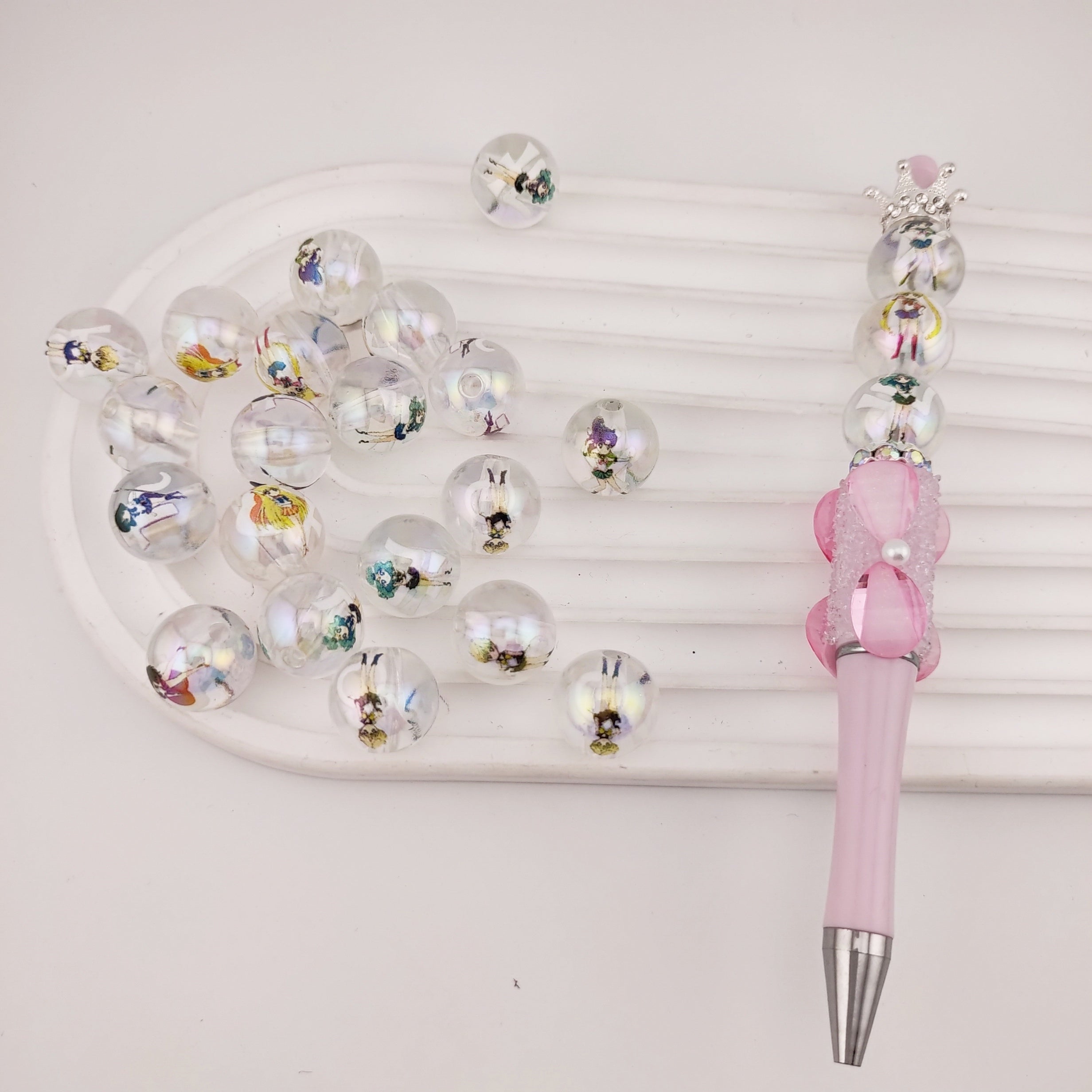 16MM Clear Sailor Moon Printed Acrylic Beads Fit For Beadable Pens