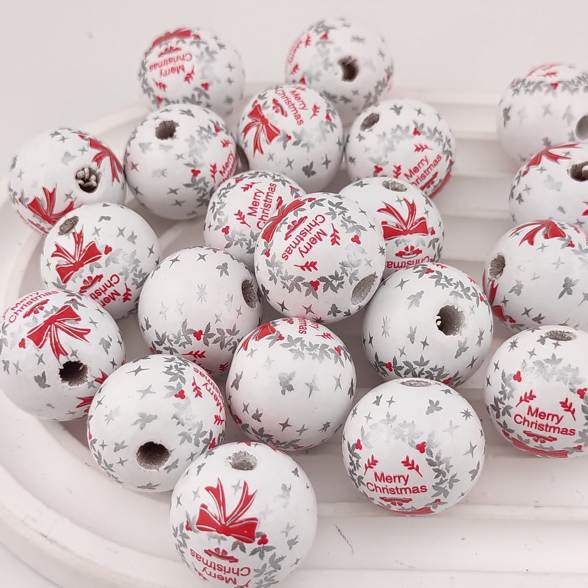 20MM Christmas Wooden Beads Fit For Beadable Pens