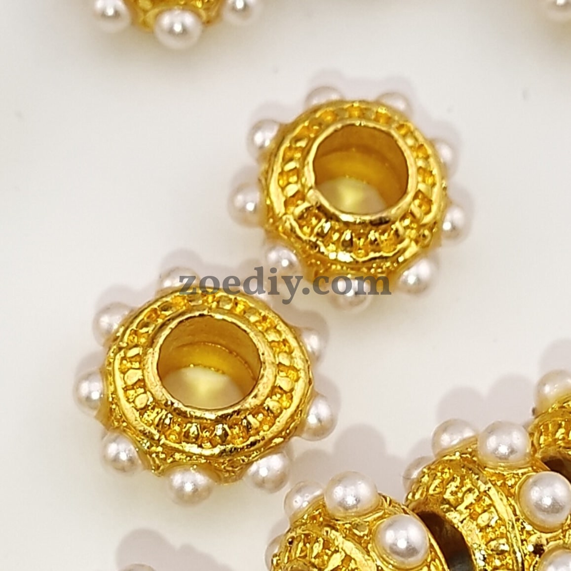 FS1097-13MM  Gold  Metal Spacer With Pearl Fit For Beadable Pens