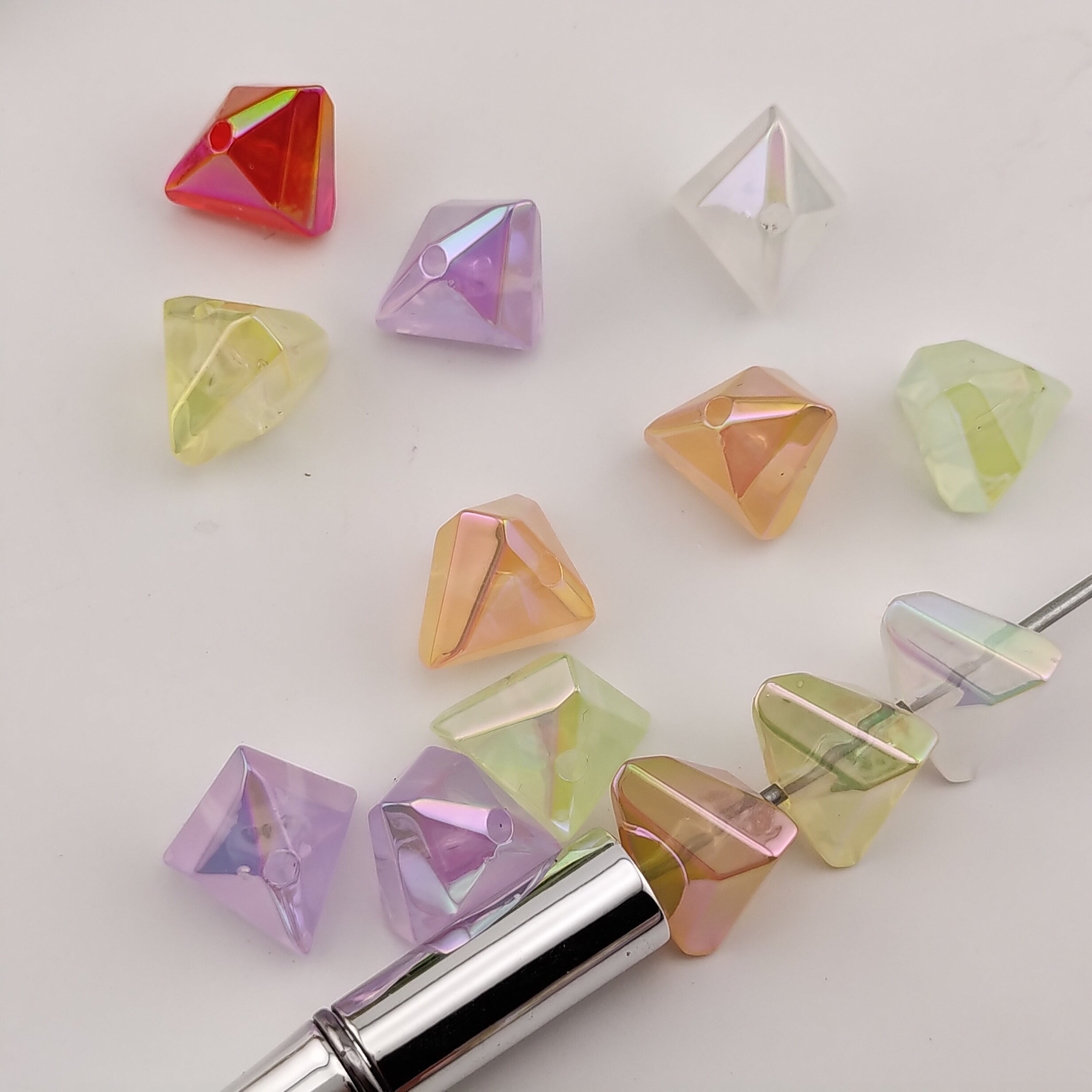 21MM Clear Mixed Color Diamond Resin Beads Fit For Beadable Pens