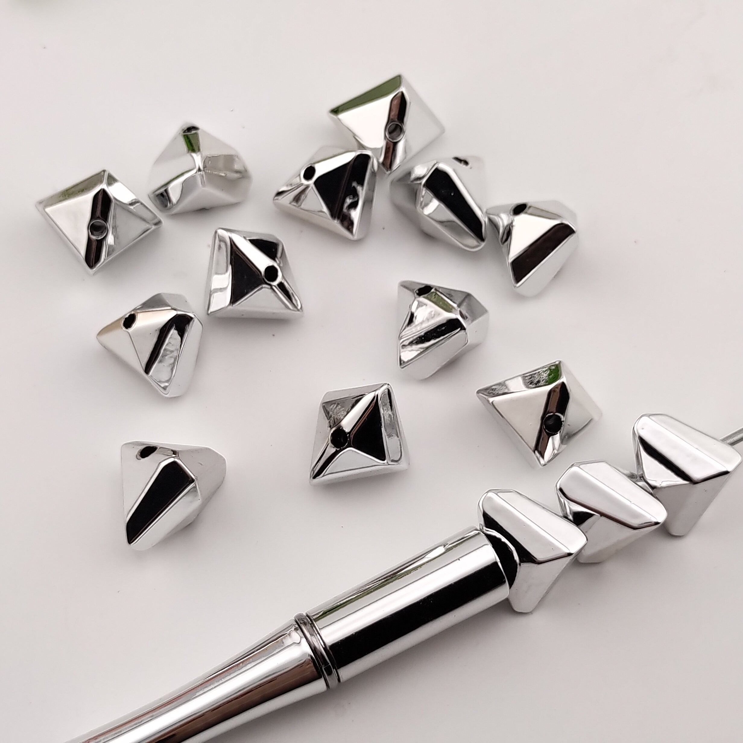 21MM Silver Rhomboid Acrylic Beads Fit For Beadable Pens