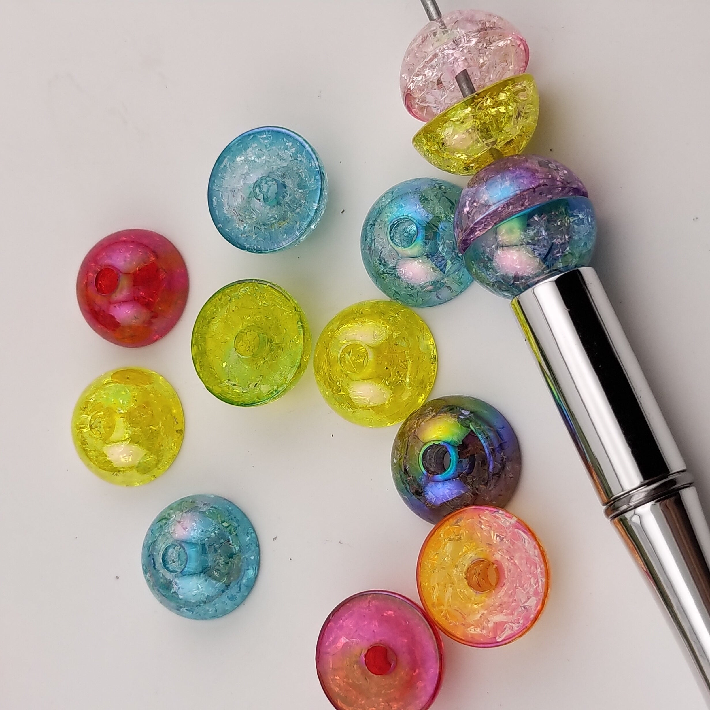 18MM Mixed Color Half-Round Resin Beads Fit For Beadable Pens