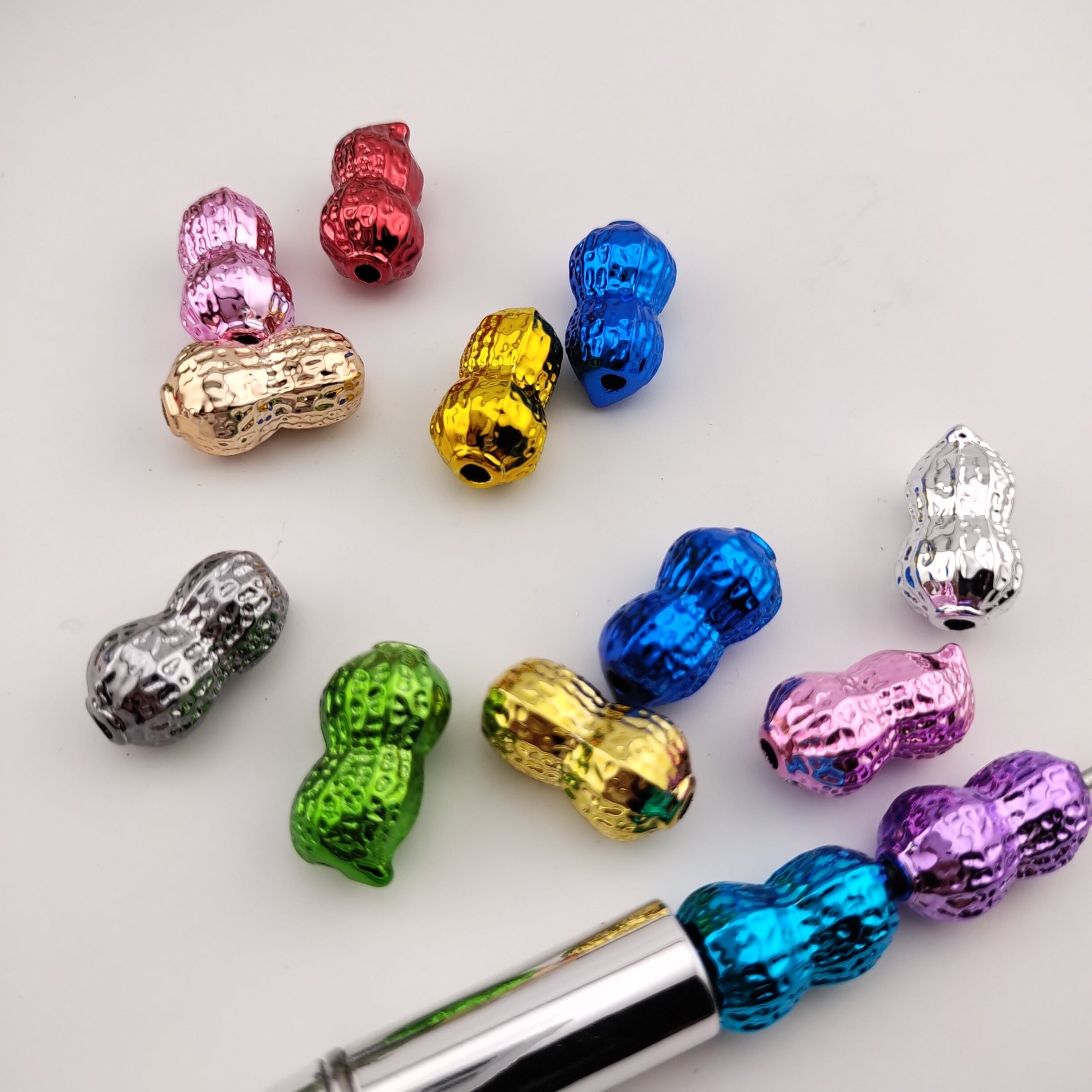 22MM Mixed Color UV Shiny Peanut Acrylic Beads Fit For Beadable Pens